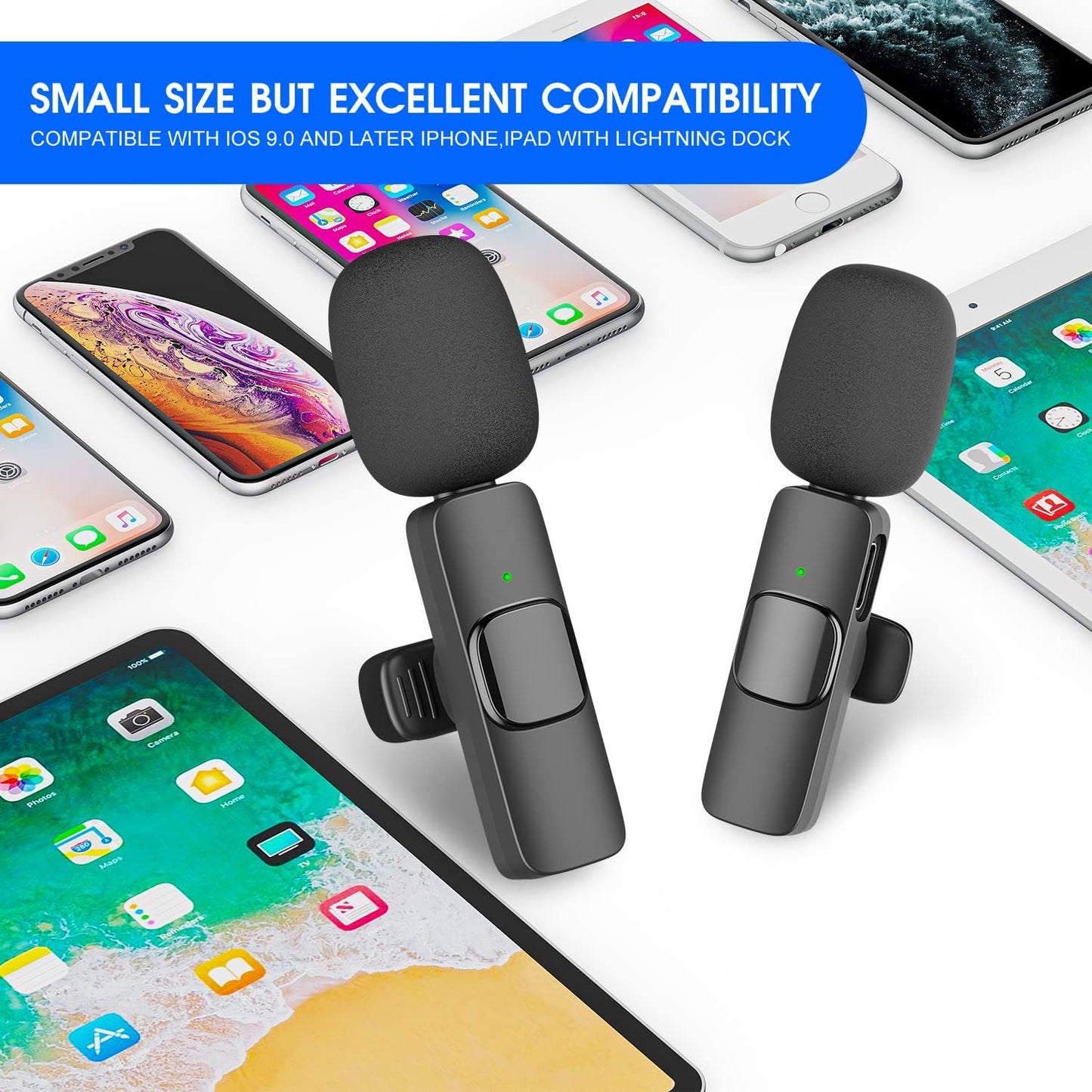 2 Pack Wireless Lavalier Microphone for iPhone iPad, Lapel Mics Plug-Play 2.4G Ultra-Low Delay Built-in Noise Reduction Chip 8H Working Time for Video Recording Interview Podcast Vlog YouTube - Premium Wireless Lavalier Microphones from Concordia Style Boutique - Just $31.87! Shop now at Concordia Style Boutique