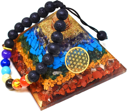 Real Crystal Orgone Chakra Pyramid - Seven Chakra Orgone Pyramid - Orgonite Pyramid for Energy Healing - Orgonite Kit - Protection With Seven Chakra Orgonite Necklace - Premium Healing Crystal from Concordia Style Boutique - Just $34.23! Shop now at Concordia Style Boutique