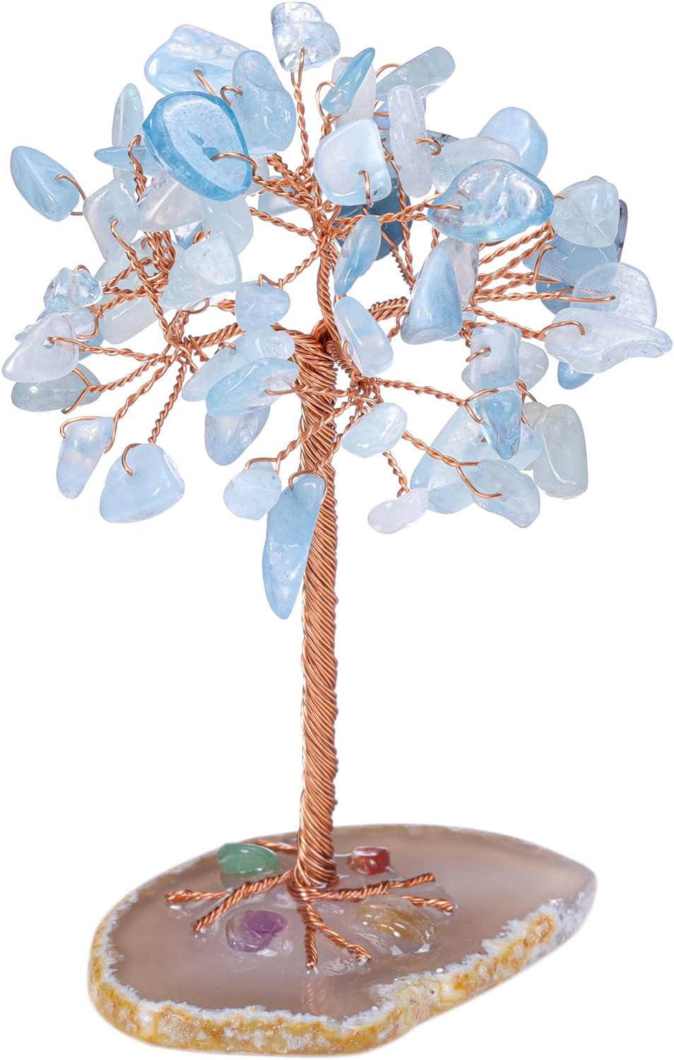Natural 7 Chakra Healing Crystals Tree on Agate Slice Base Healing Stones Gem Money Tree for Feng Shui Home Office Table Decorations - Premium Chakra Healing Crystals Tree from Concordia Style Boutique - Just $25! Shop now at Concordia Style Boutique