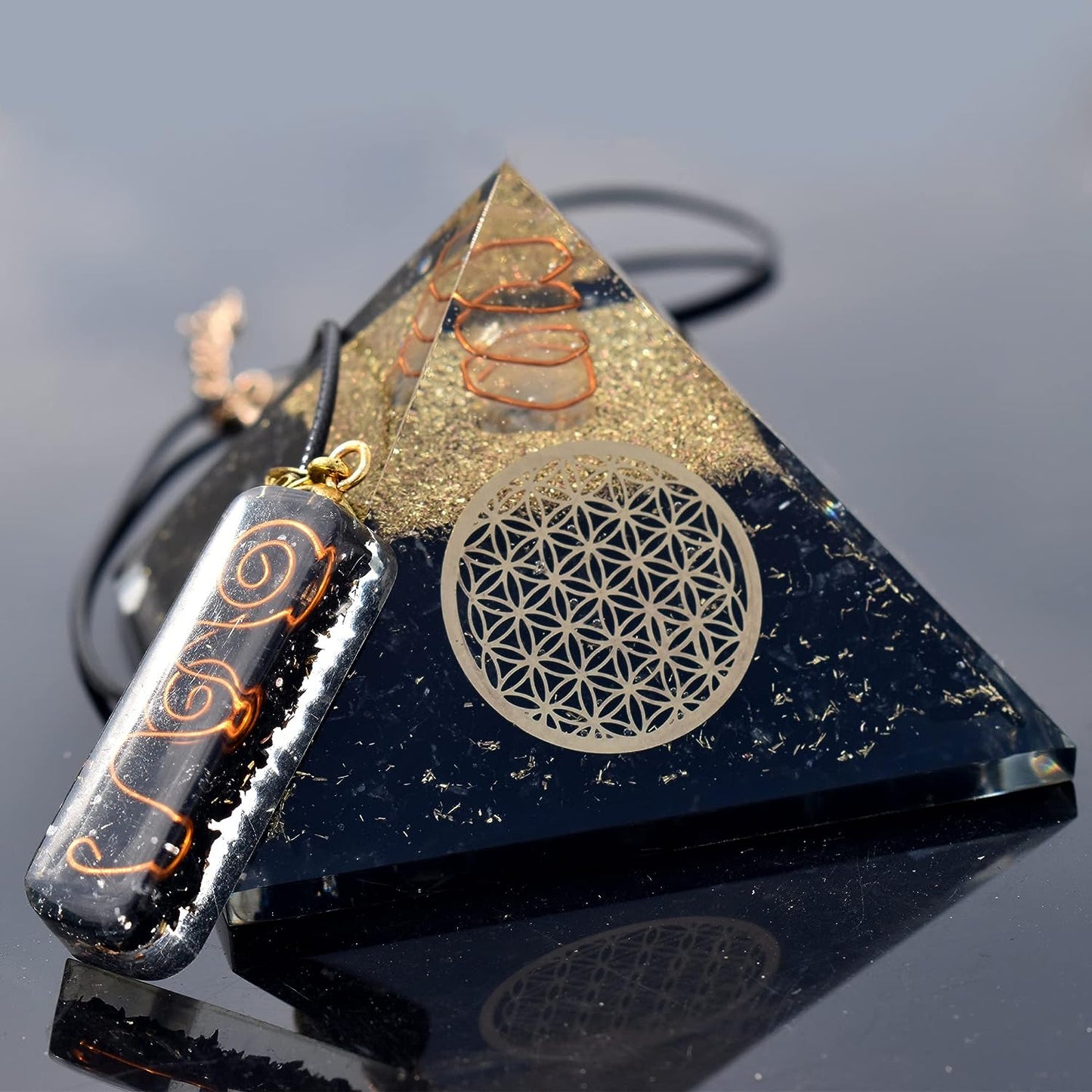 Real Crystal Orgone Chakra Pyramid - Seven Chakra Orgone Pyramid - Orgonite Pyramid for Energy Healing - Orgonite Kit - Protection With Seven Chakra Orgonite Necklace - Premium Healing Crystals from Concordia Style Boutique - Just $34.23! Shop now at Concordia Style Boutique