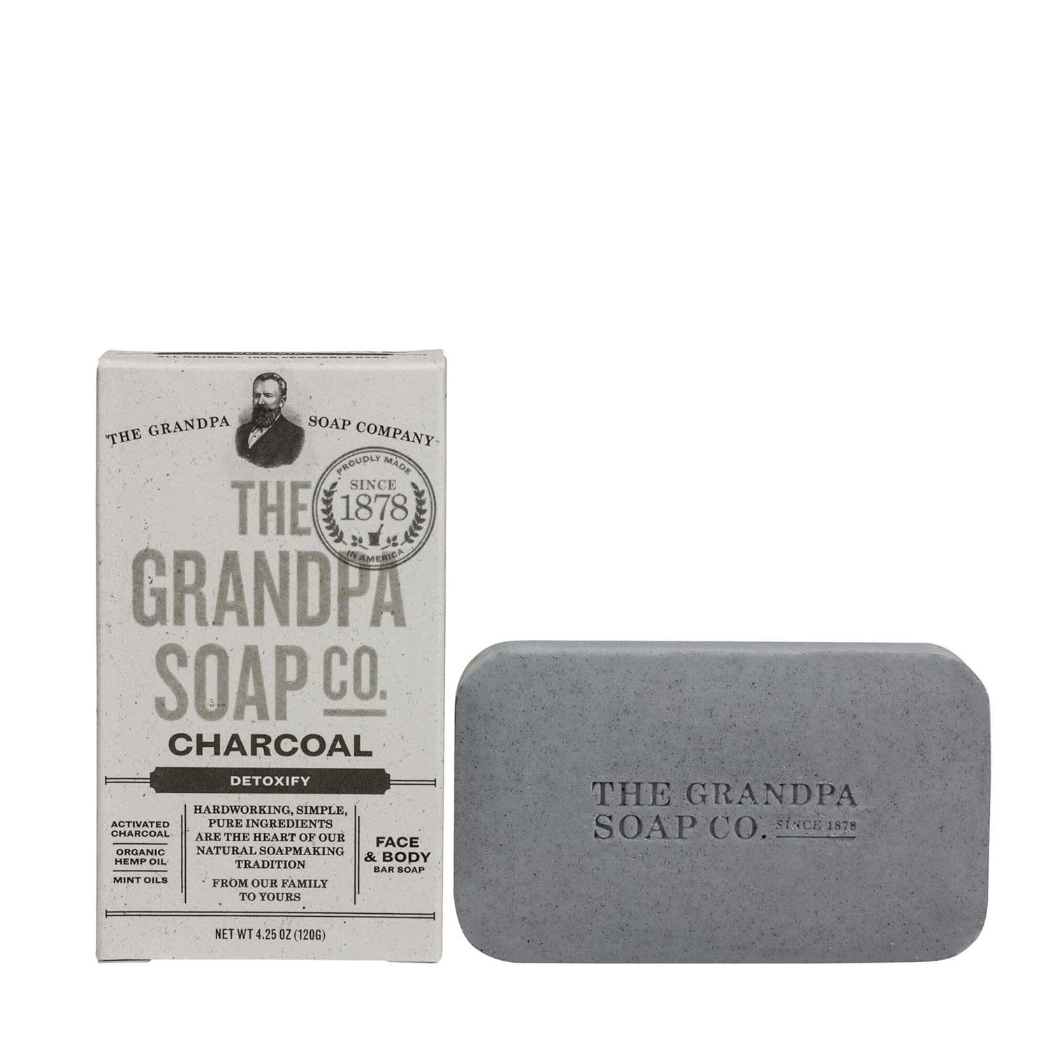 Charcoal Bar Soap by The Grandpa Soap Company | Vegan, Clean Face & Body Soap | Organic Hemp Oil + Mint Oils| Paraben Free Bar Soap for Men & Women | 4.25 Oz. - Premium soap from Concordia Style Boutique - Just $10.13! Shop now at Concordia Style Boutique