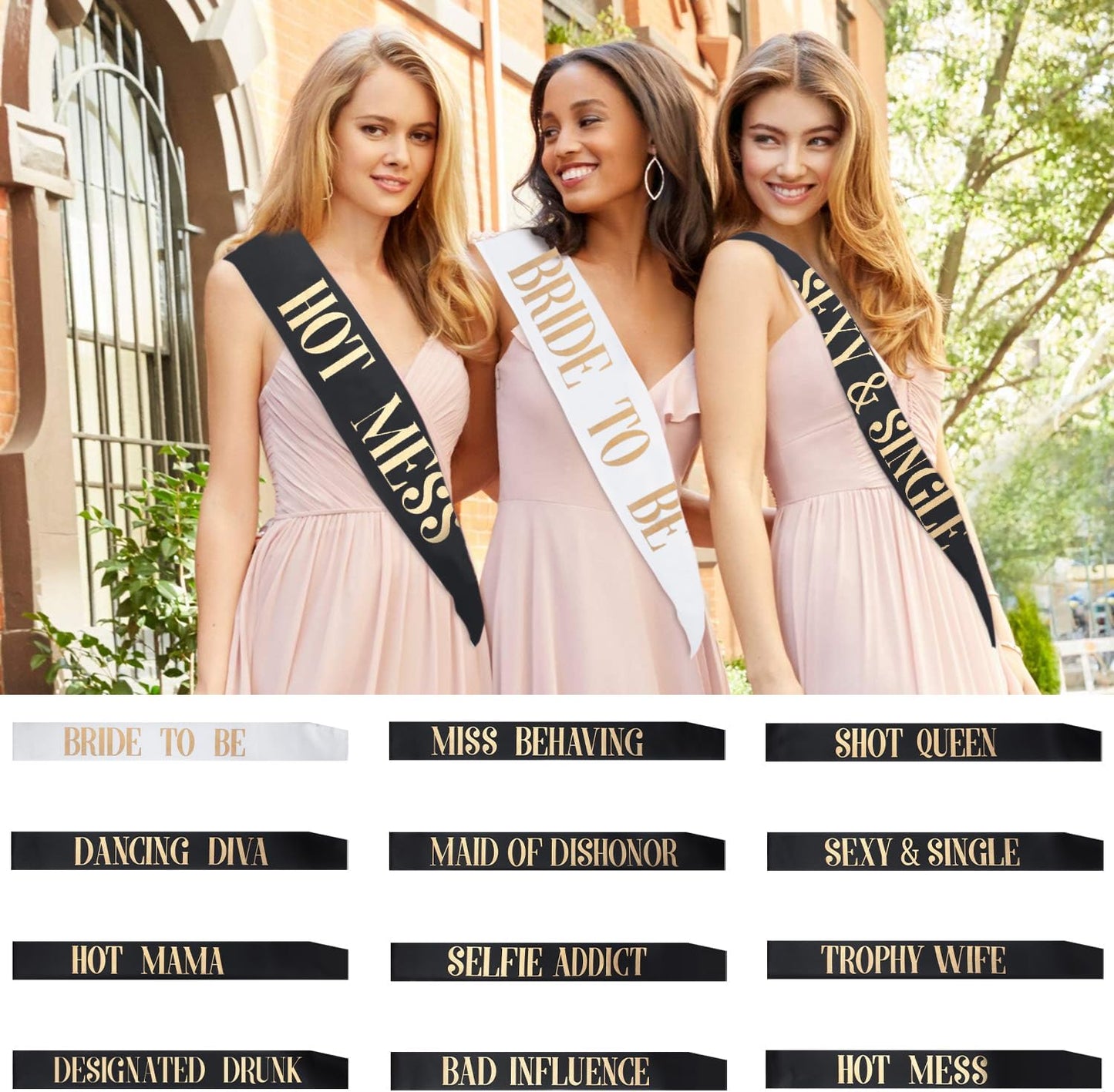 12 Pack- Bachelorette Party Bride to Be Sash- Unique Bride Bridesmaid Sashes for Bachelorette Party (Black, Rose Gold Letters) - Premium sash from Concordia Style Boutique - Just $28.17! Shop now at Concordia Style Boutique