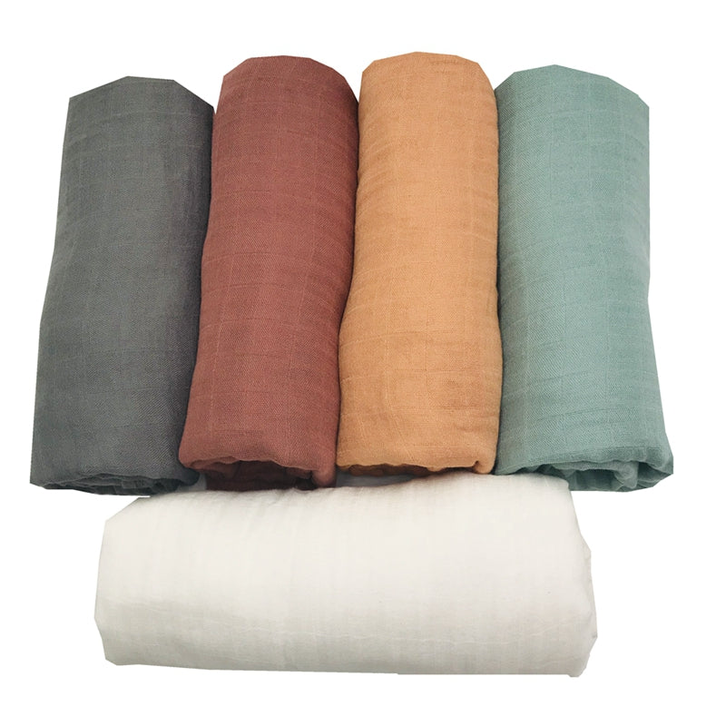 Bamboo Muslin Swaddle Blanket - Newborn Diaper - Accessories- Soft Swaddle Wrap- Baby Bedding- Bath Towel Solid Color from LASHGHG