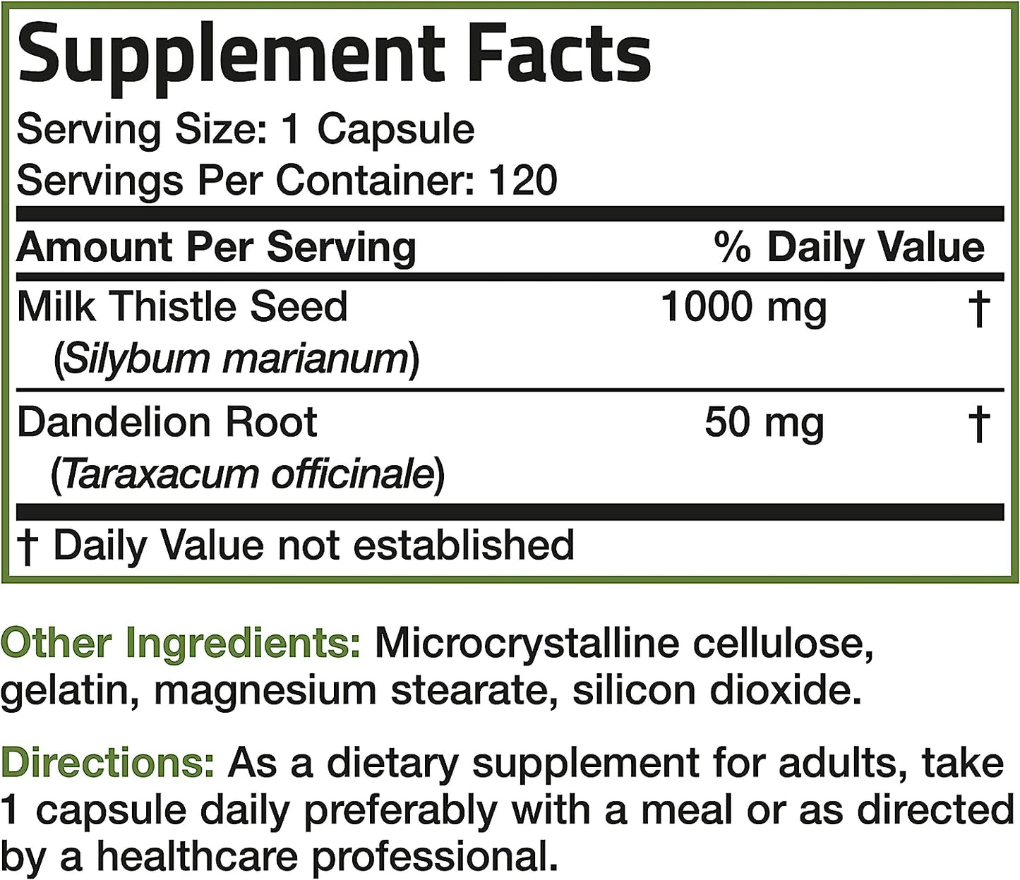 Milk Thistle 1000mg Silymarin Marianum & Dandelion Root Liver Health Support, Antioxidant Support, Detox, 120 Capsules - Premium Milk Thistle from Concordia Style Boutique - Just $21.53! Shop now at Concordia Style Boutique