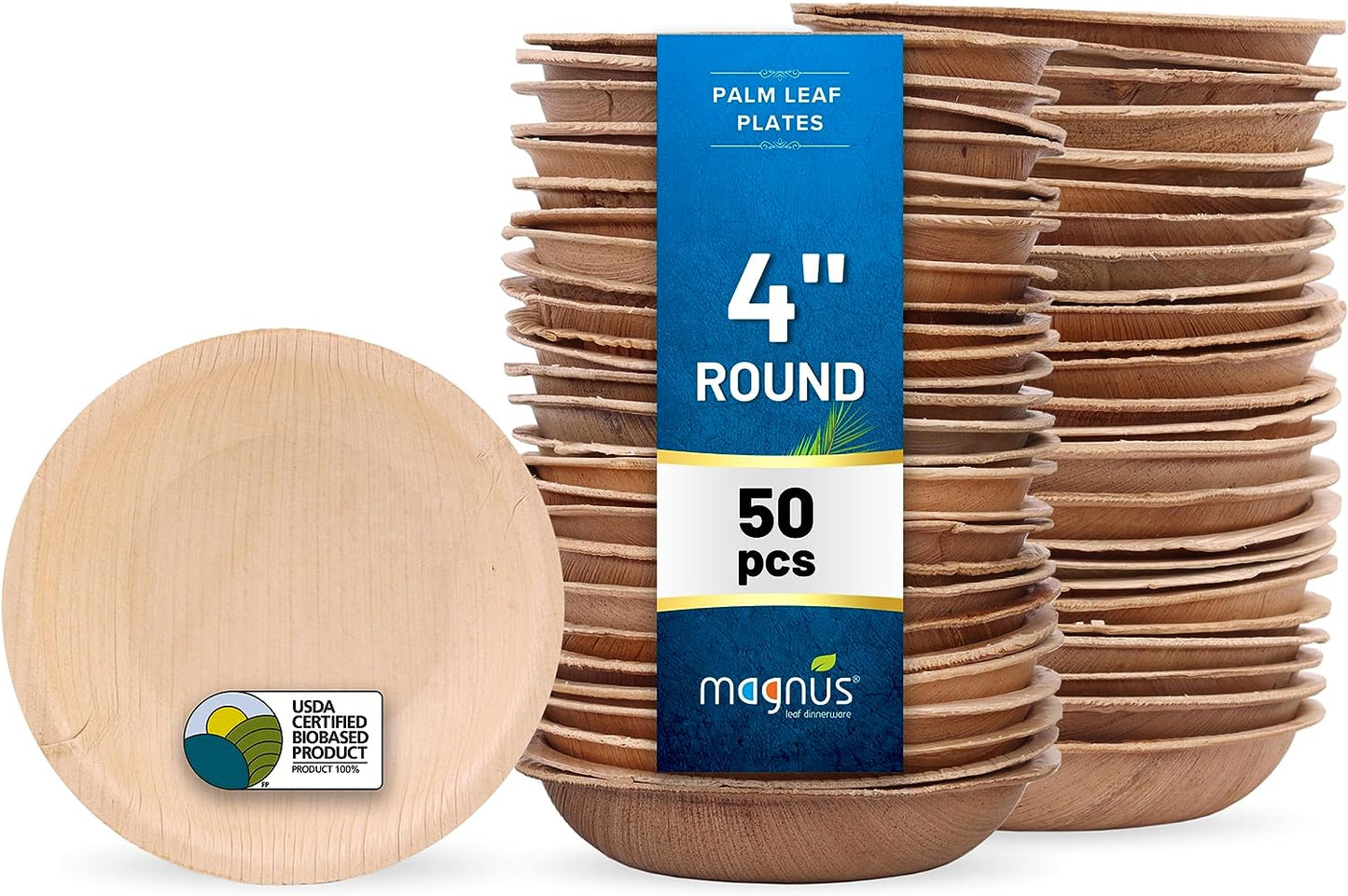 Magnus 4" Round Palm Leaf Bowl,(100 Pcs) 4Oz Disposable Bowl Bamboo Like Party Pack, Compostable & Biodegradable Bowls for Desserts,Gravy, Eco Friendly Bowls Alternative to Plastic and Paper Bowl - Premium  from Concordia Style Boutique - Just $50.37! Shop now at Concordia Style Boutique