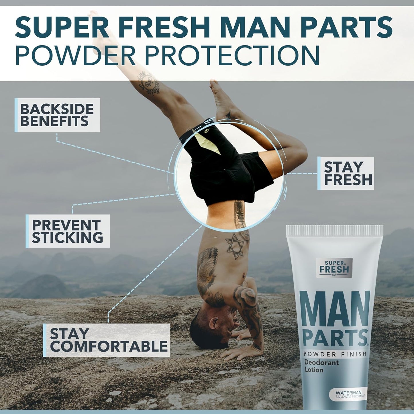 Man Parts - Deodorant for Men - POWDER LOTION - Men's Hygiene Cream for Groin, Butt, & Body - Fresh Control Odor, Anti Chafing, Stop Itch, Absorb Sweat - Aluminum Free - 4 oz Tube - Premium Deodorant from Concordia Style Boutique - Just $19.26! Shop now at Concordia Style Boutique