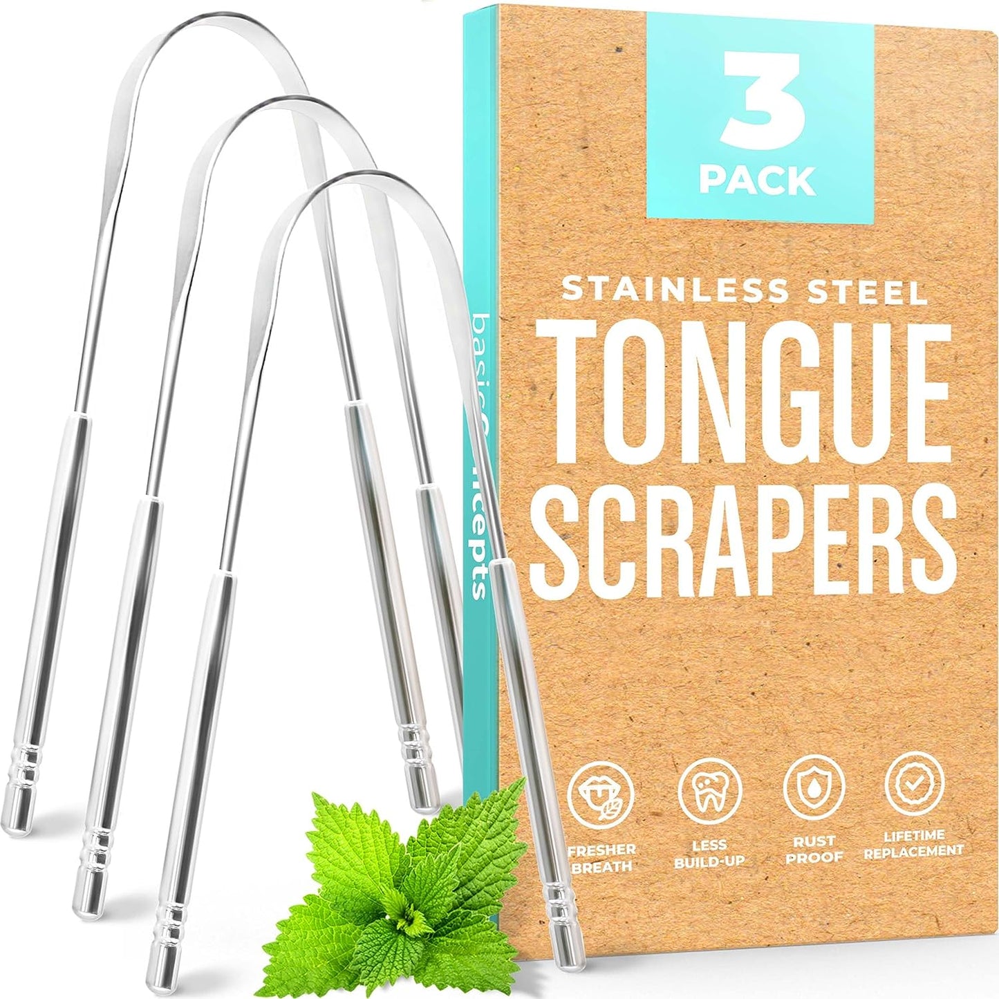 Tongue Scraper for Adults (2 Pack), Reduce Bad Breath (Travel Cases Included), Stainless Steel Tongue Cleaners, 100% Metal Tongue Scraper with Case Fresh Breath Tongue Cleaner Oral - Premium Tongue Cleaners from Concordia Style Boutique - Just $16.09! Shop now at Concordia Style Boutique