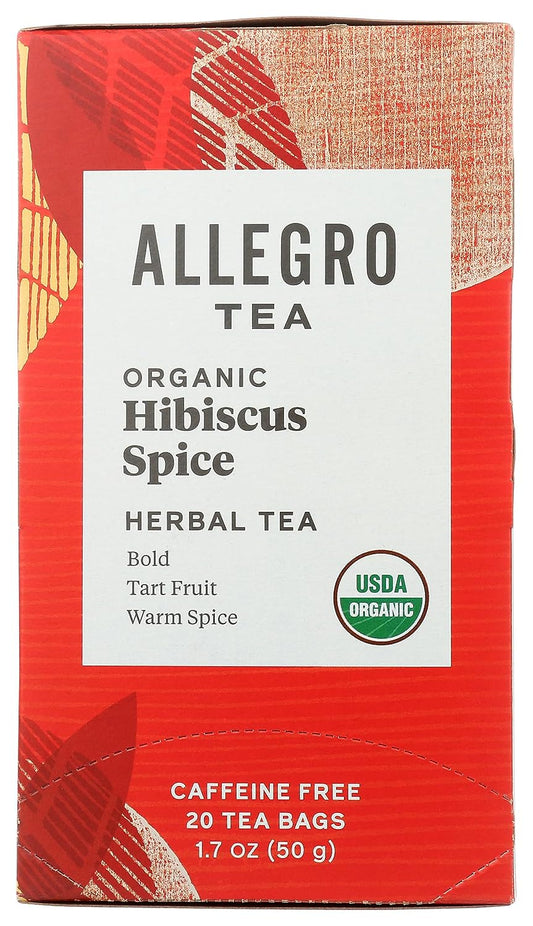 Allegro Tea, Organic Hibiscus Spice Tea Bags, 20 ct -Ships via Amazon - USA Shipping - Premium Tea Samplers from Allegro Coffee - Just $6.43! Shop now at Concordia Style Boutique