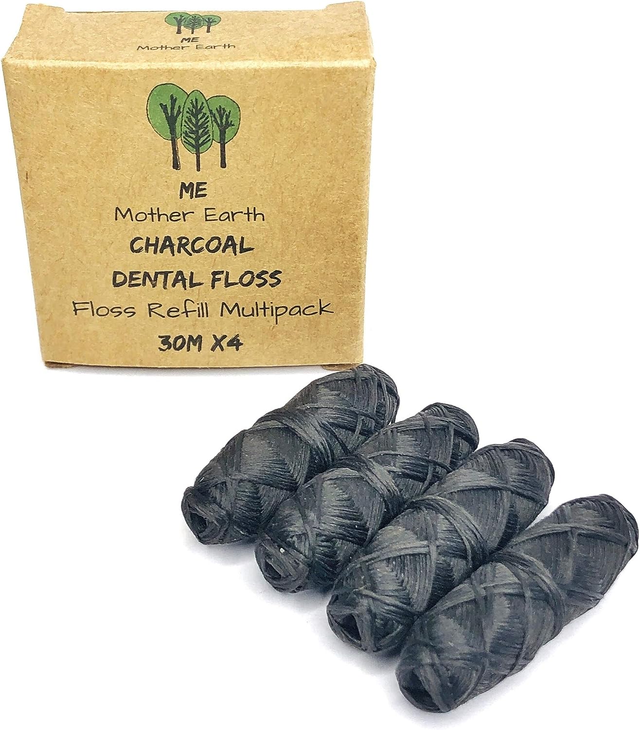 Vegan Biodegradable Bamboo Charcoal Dental Floss Refill Refill | Natural Candelilla Wax | 33yds x4 | Peppermint Essential Oil | Eco Friendly Zero Waste Oral Care | 4 Pack - Premium Dental Floss from Concordia Style Boutique - Just $36.32! Shop now at Concordia Style Boutique
