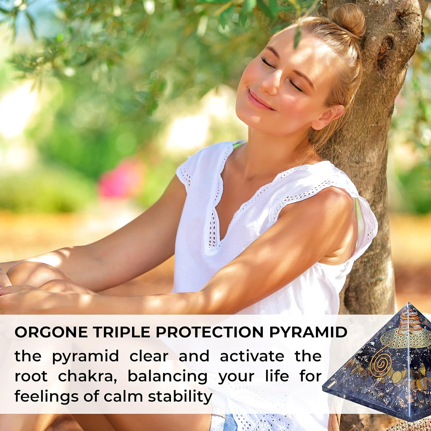 Orgonite Crystal Triple Protection Orgone Pyramid with Black Tourmaline, Tiger Eye and Hematite Crystals – Flower of Life Pyramid Dispels Negative Energy to Promote Luck and Prosperity - Premium Orgone Pyramid from Concordia Style Boutique - Just $34.28! Shop now at Concordia Style Boutique