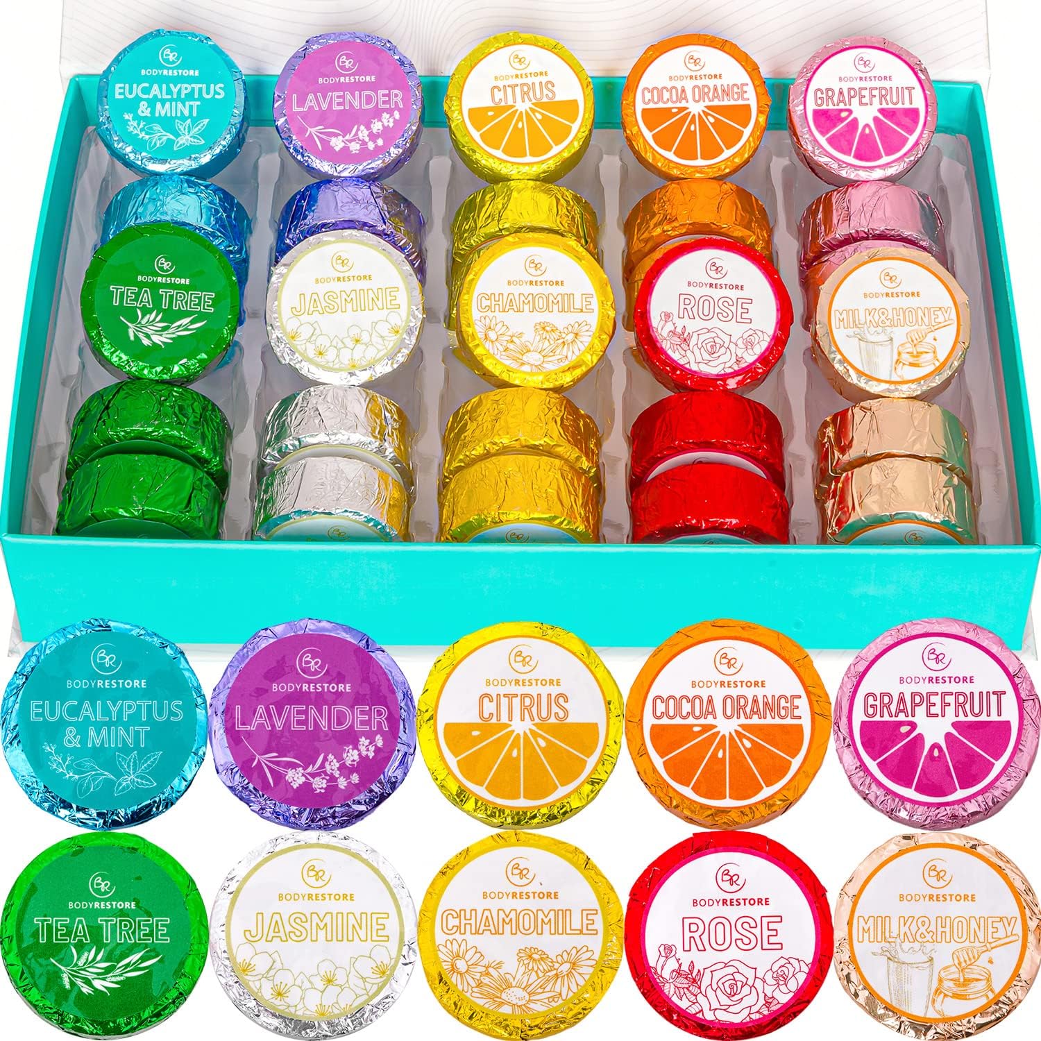 Shower Steamers Aromatherapy 15 Count - Christmas Gifts Stocking Stuffers, Relaxation Birthday Gifts for Women and Men, Stress Relief and Luxury Self Care, Eucalyptus Shower Bath Bombs - BodyRestore - Premium  from Concordia Style Boutique - Just $42.33! Shop now at Concordia Style Boutique