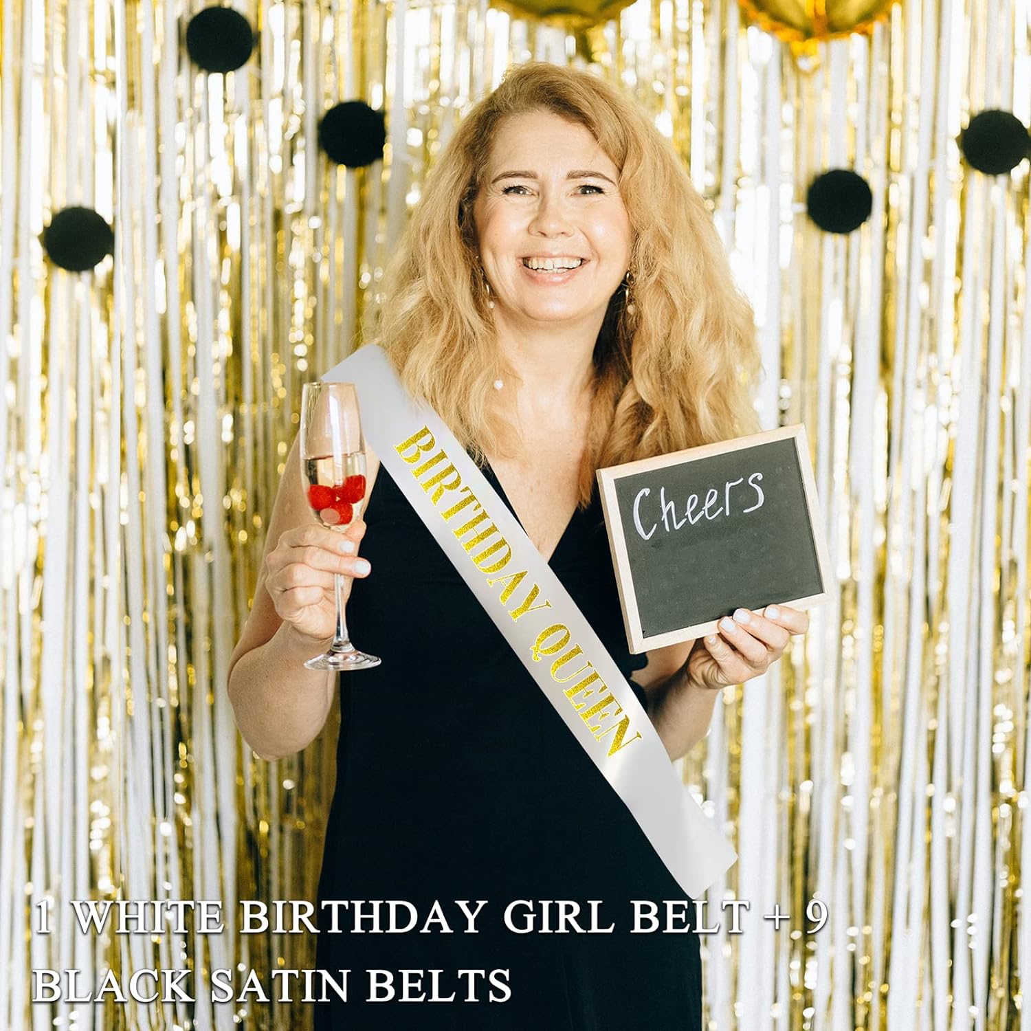 10 Pieces Birthday Sash Birthday Queen Sash Black White Happy Birthday Sash Set for Women Birthday Accessories Group Gifts Party Favors Decorations Birthday Girl Sash - Premium sash from Concordia Style Boutique - Just $25.80! Shop now at Concordia Style Boutique