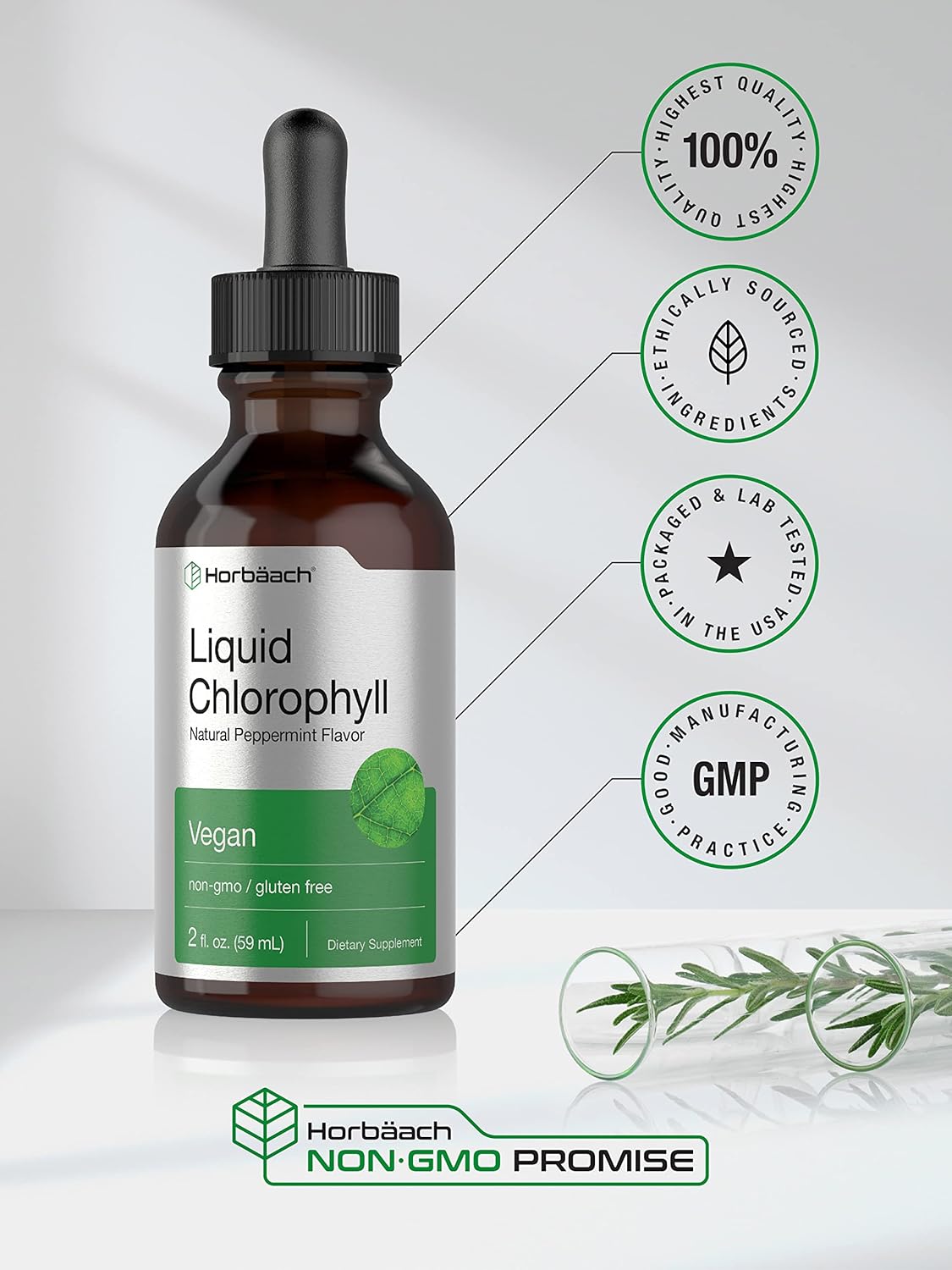 Liquid Chlorophyll | 2 oz | Vegan, Non-GMO, and Gluten Free Formula | Natural Peppermint Flavor | by Horbaach - Premium Chlorophyll from Concordia Style Boutique - Just $19.51! Shop now at Concordia Style Boutique