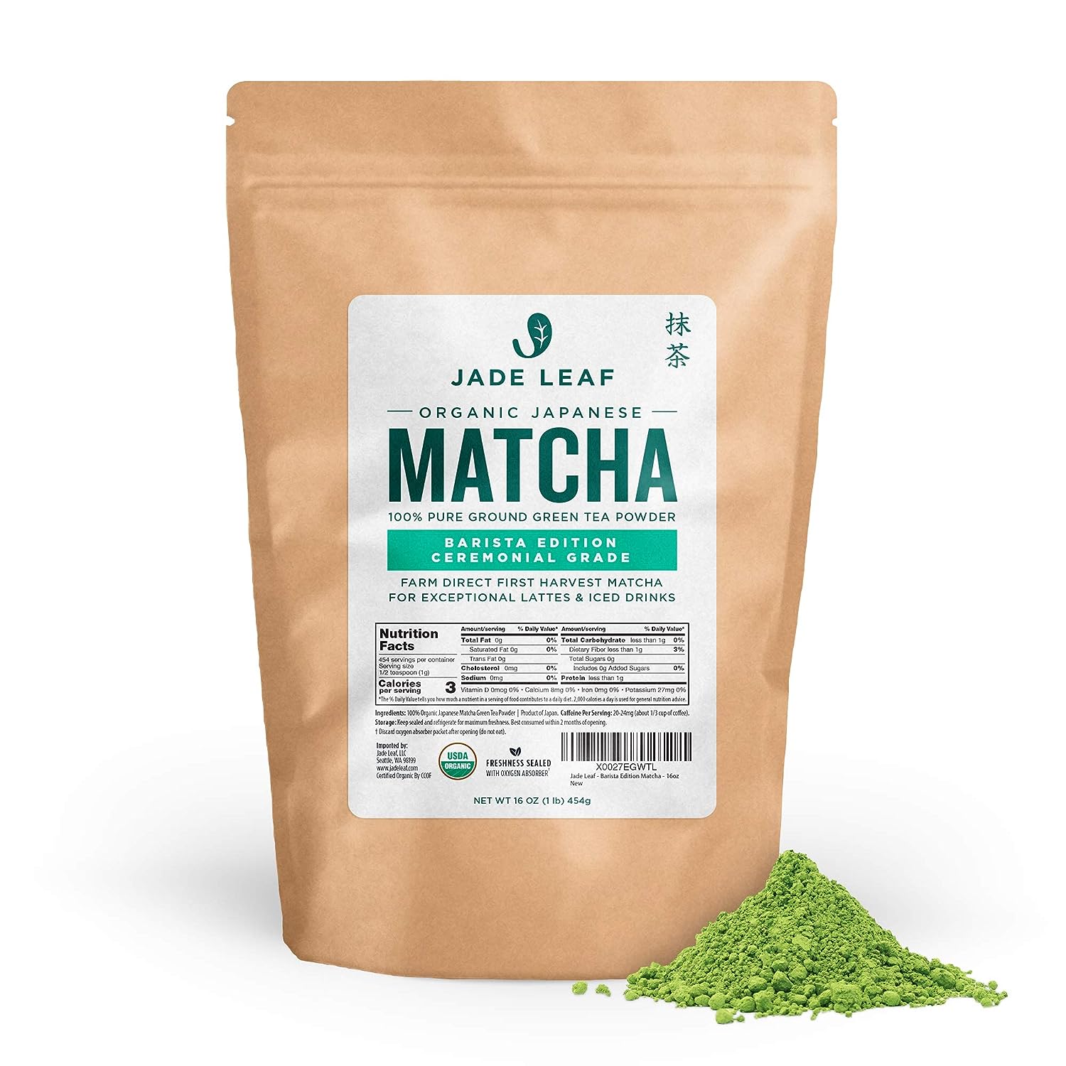 Jade Leaf Matcha Organic Green Tea Powder - Culinary Grade Premium Second Harvest - Authentic Japanese Origin (1.06 Ounce Pouch) - Premium  from Concordia Style Boutique - Just $13.65! Shop now at Concordia Style Boutique