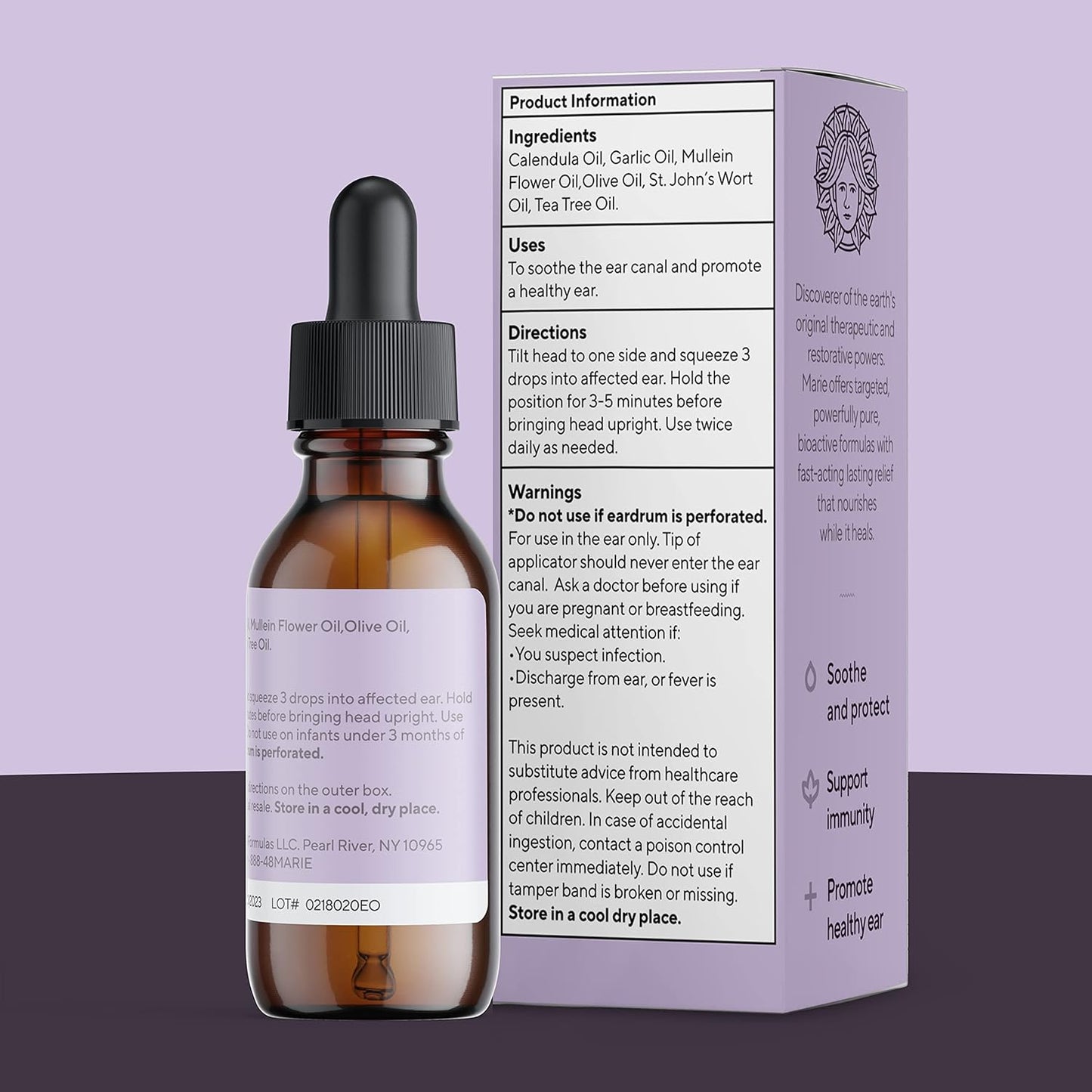 Organic Ear Oil for Earache Irritation, All Natural Eardrops for Infection Prevention, Swimmer's Ear and Wax Removal - Kids, Adults, Baby, Dog Earache Remedy - with Mullein, Garlic | Marie Originals - Premium Organic Ear Oil from Concordia Style Boutique - Just $27.30! Shop now at Concordia Style Boutique