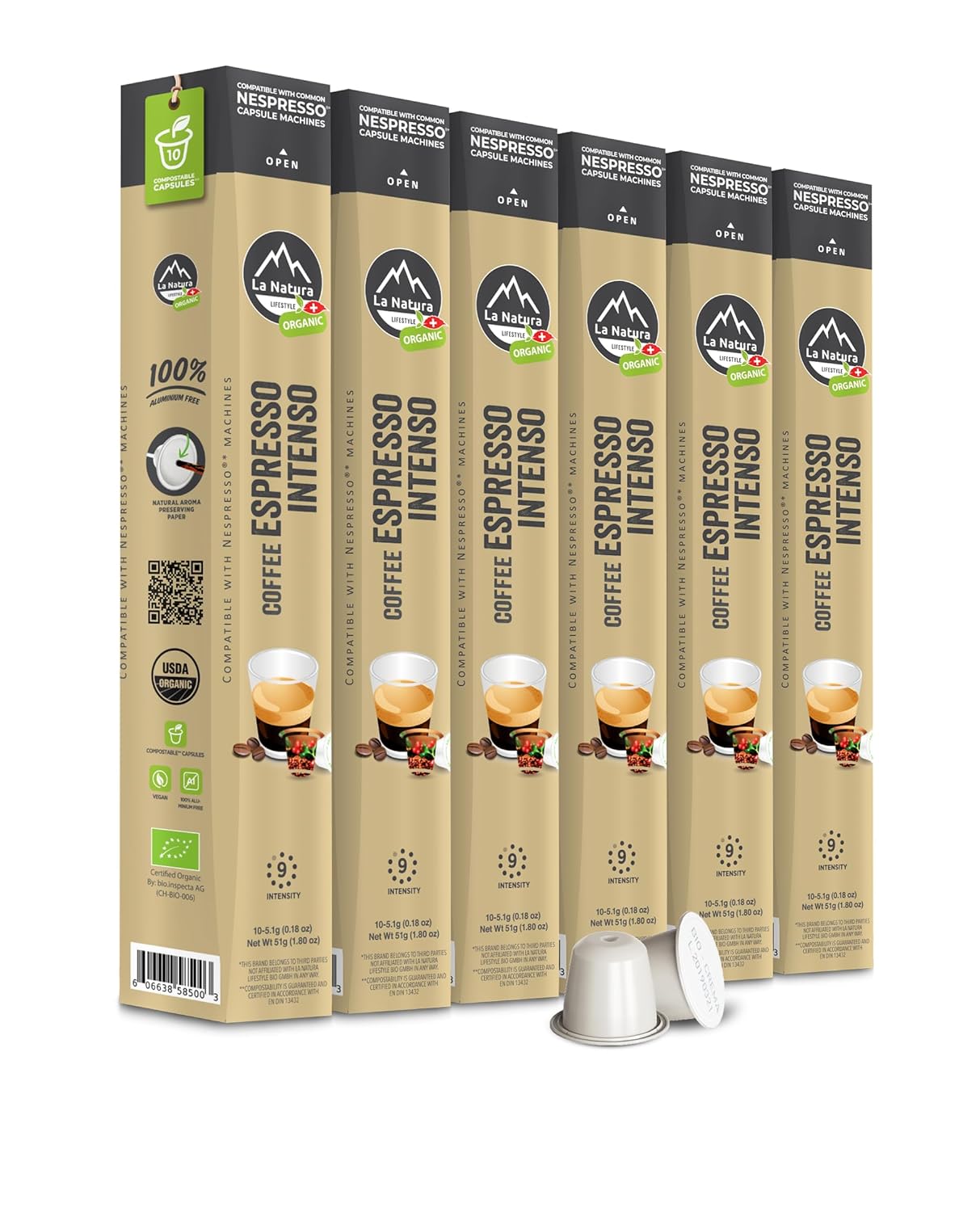 La Natura Organic Espresso Intenso Coffee Pods - Dark Roast Arabica Coffee Capsules for Nespresso Original Line Machines - Compostable Capsules, Aluminum-Free - Single-Serve Pods (10 Count) - Premium Espresso Capsules from Concordia Style Boutique - Just $10.62! Shop now at Concordia Style Boutique