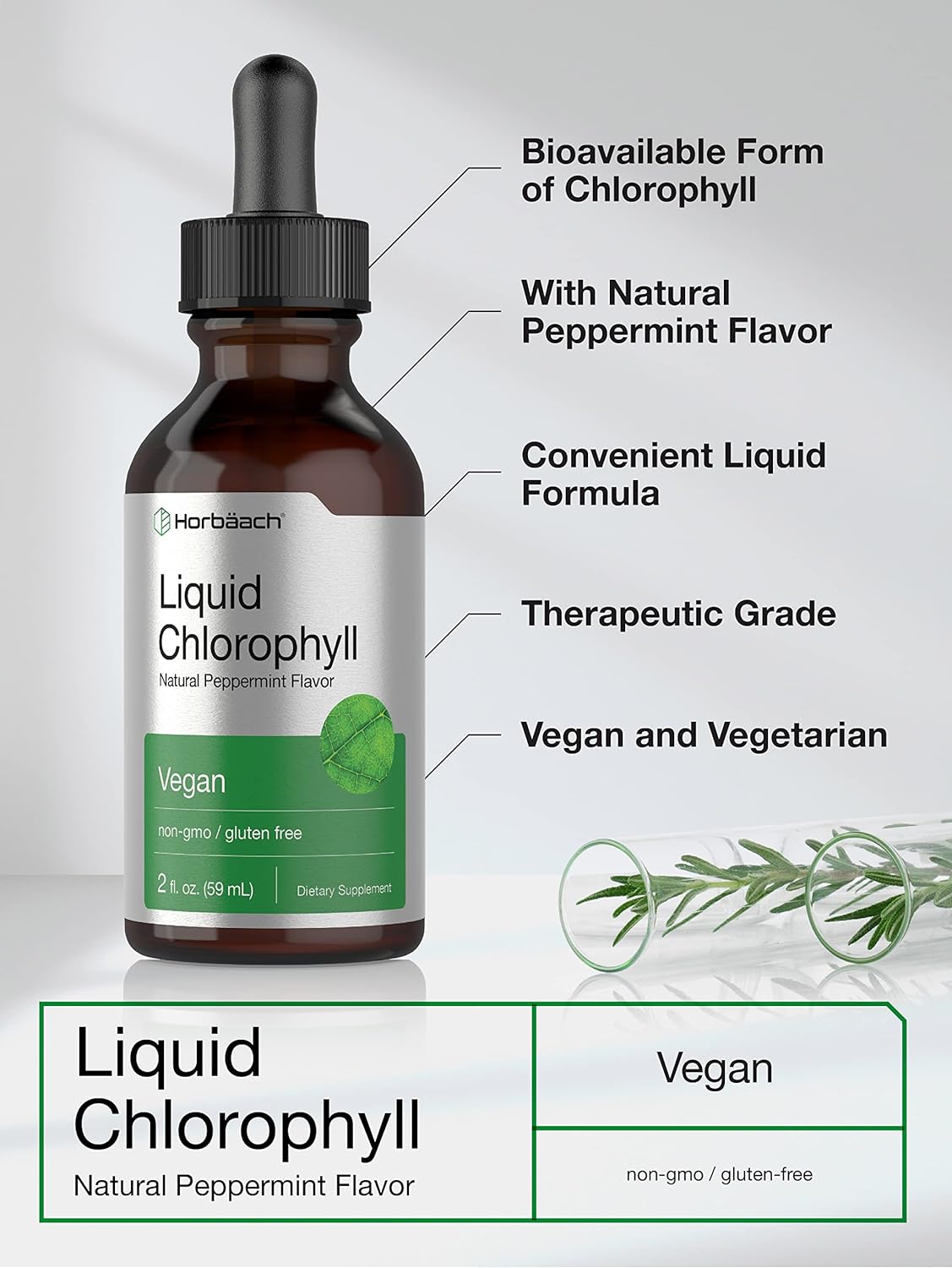 Liquid Chlorophyll | 2 oz | Vegan, Non-GMO, and Gluten Free Formula | Natural Peppermint Flavor | by Horbaach - Premium Chlorophyll from Concordia Style Boutique - Just $19.51! Shop now at Concordia Style Boutique