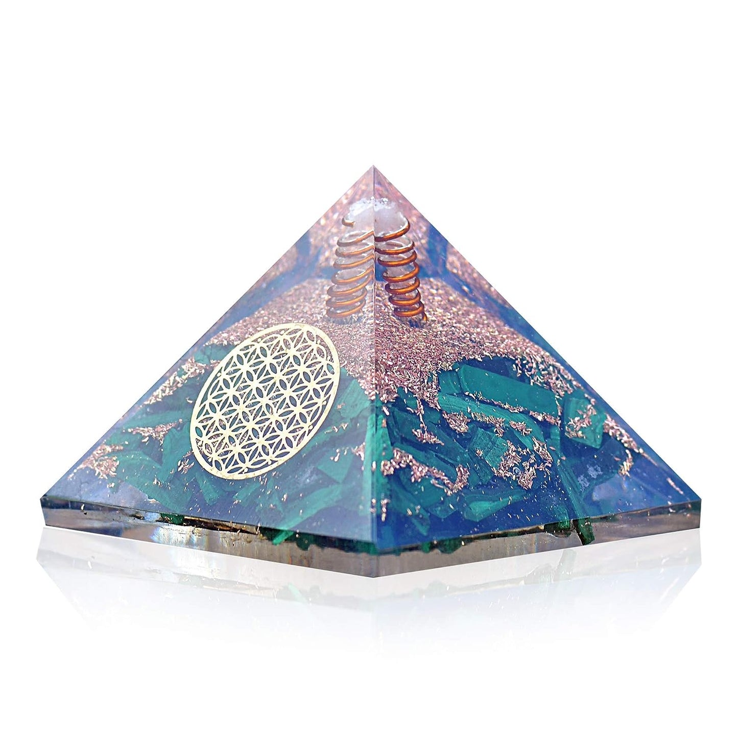 Orgonite Crystal Triple Protection Orgone Pyramid with Black Tourmaline, Tiger Eye and Hematite Crystals – Flower of Life Pyramid Dispels Negative Energy to Promote Luck and Prosperity - Premium Orgone Pyramid from Concordia Style Boutique - Just $34.28! Shop now at Concordia Style Boutique