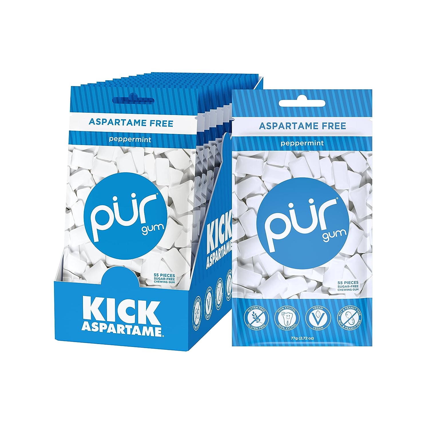 PUR Gum | Aspartame Free Chewing Gum | 100% Xylitol | Sugar Free, Vegan, Gluten Free & Keto Friendly | Natural Spearmint Flavored Gum, 55 Pieces (Pack of 1) - Premium chewing gum from Concordia Style Boutique - Just $9.27! Shop now at Concordia Style Boutique