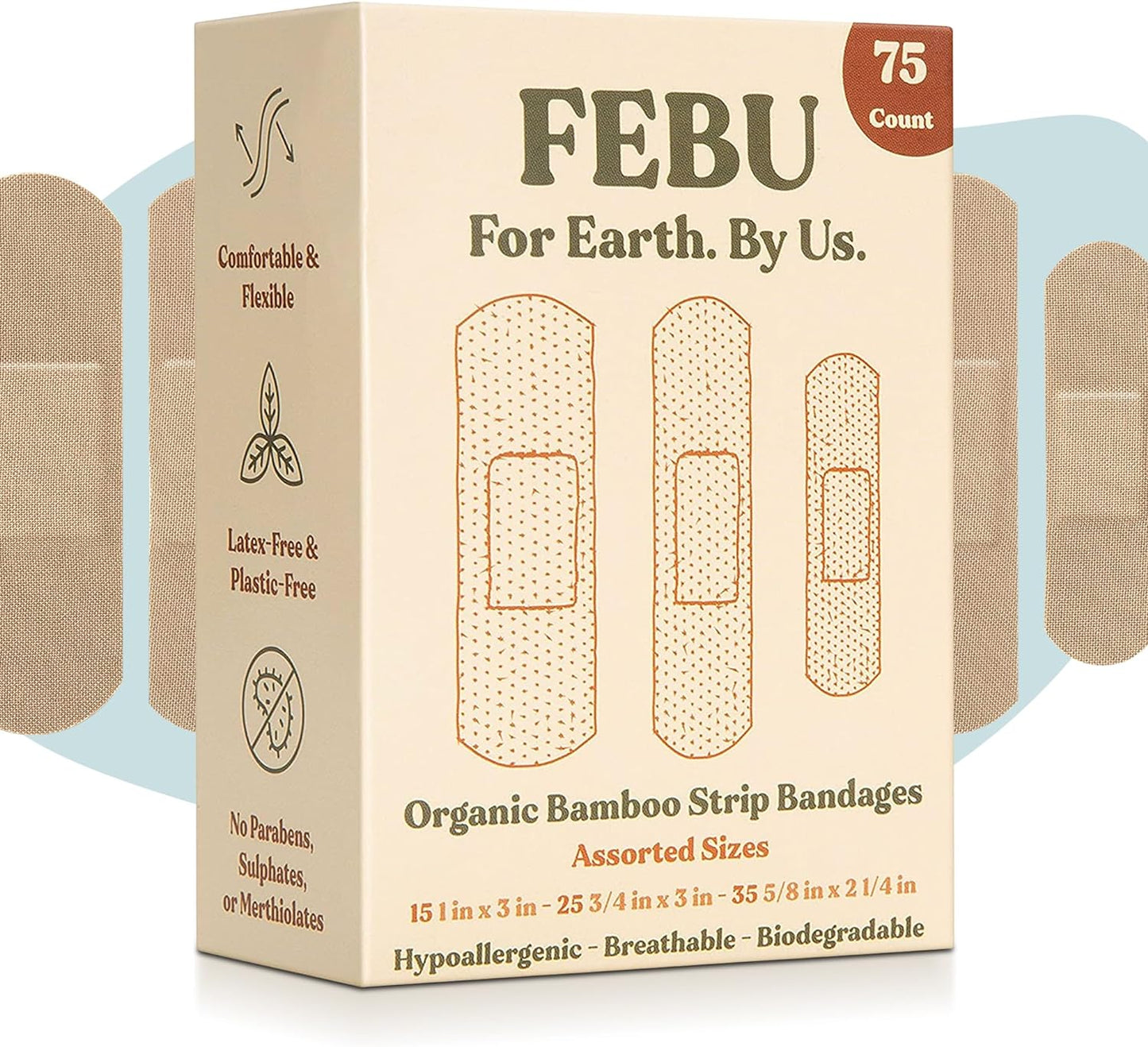 Eco-Friendly Organic Bamboo Fabric Bandages for Sensitive Skin | Flexible Latex Free Bandages | Natural Hypoallergenic Bandages for Scrapes, Cuts & First Aid | 75 Count Variety Pack - Premium Eco-Friendly Organic Bamboo Fabric Bandages from Concordia Style Boutique - Just $8.16! Shop now at Concordia Style Boutique