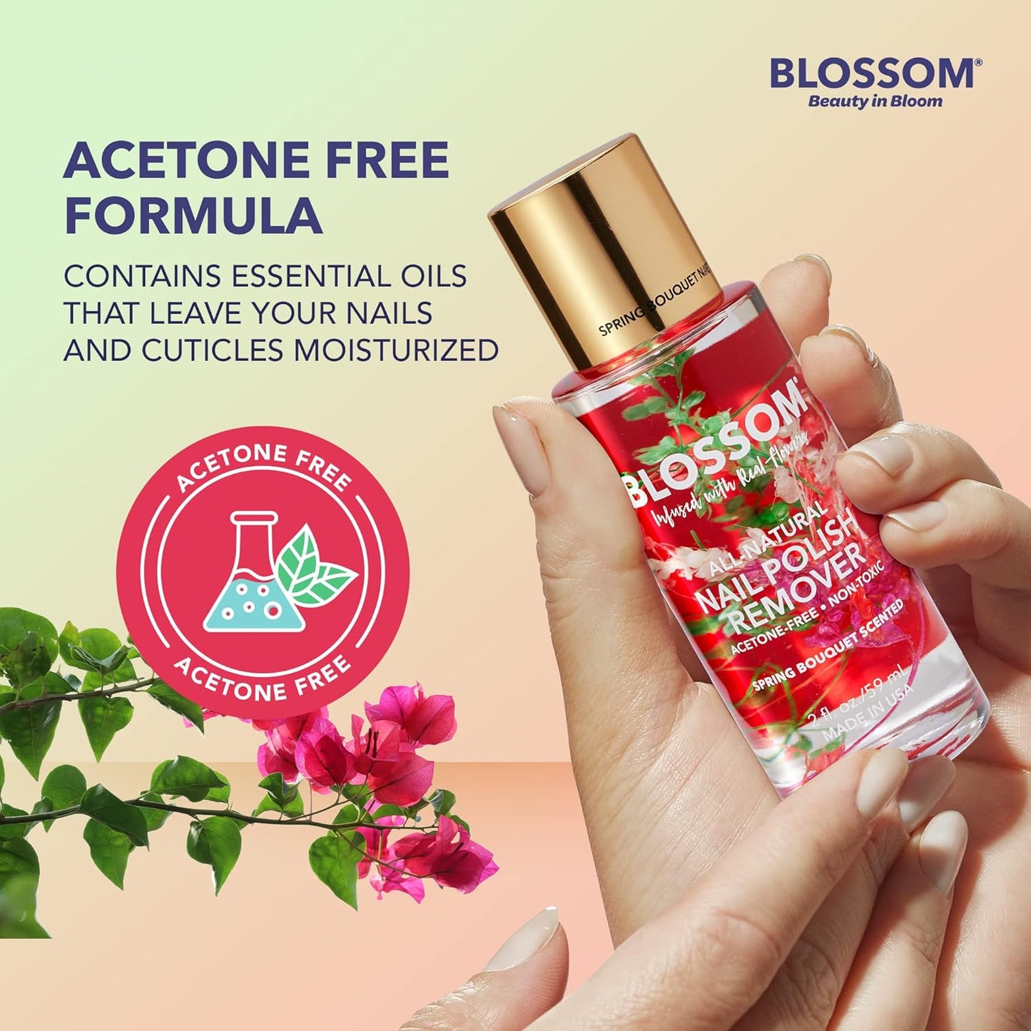 All Natural, Scented, Organic Plant-Based, Vegan, Cruelty Free, Acetone Free Nail Polish Remover, Infused with Real Flowers, Made in USA, 2 fl. oz., Spring Bouquet - Premium Nail Polish Remover from Concordia Style Boutique - Just $19.53! Shop now at Concordia Style Boutique