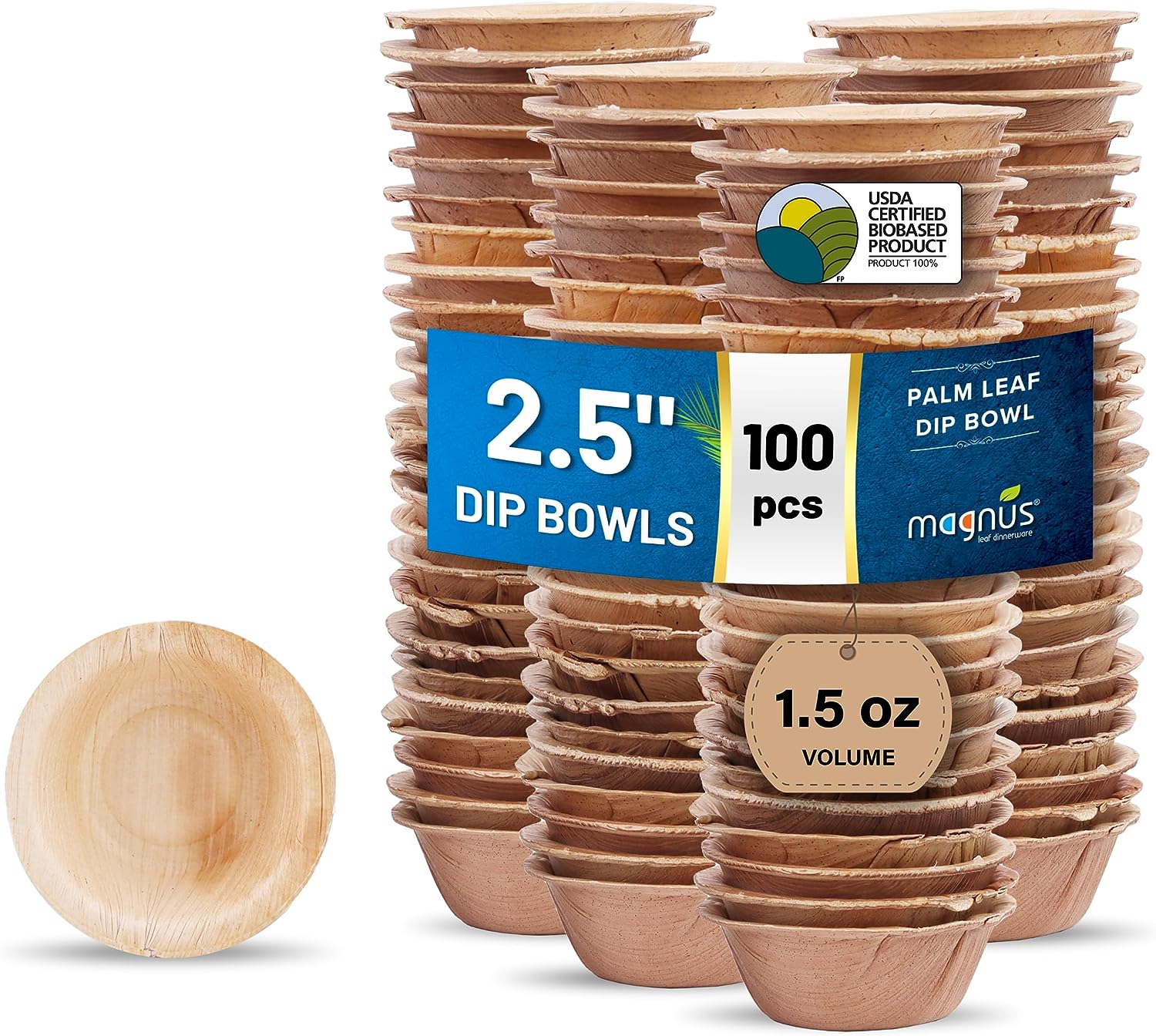 Magnus 4" Round Palm Leaf Bowl,(100 Pcs) 4Oz Disposable Bowl Bamboo Like Party Pack, Compostable & Biodegradable Bowls for Desserts,Gravy, Eco Friendly Bowls Alternative to Plastic and Paper Bowl - Premium  from Concordia Style Boutique - Just $50.37! Shop now at Concordia Style Boutique