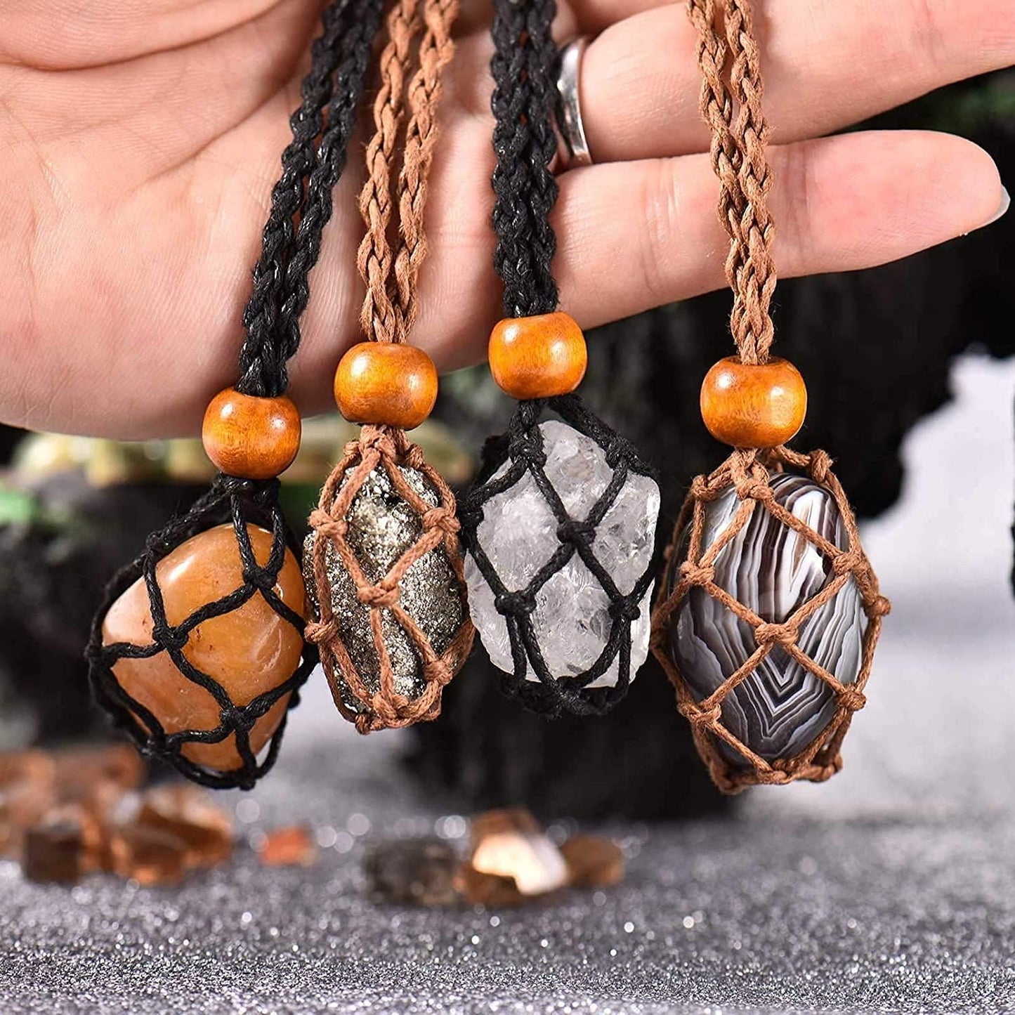 Crystal Cage Necklace Holder - Stone Cage for Crystals, Necklace Cord for Crystal, Quartz Raw Stone Crystal Pendants Necklace Rope Adjustable Quartz Raw Stone Cord (1pcs-Black) - Premium Necklace Holder from Concordia Style Boutique - Just $12.48! Shop now at Concordia Style Boutique