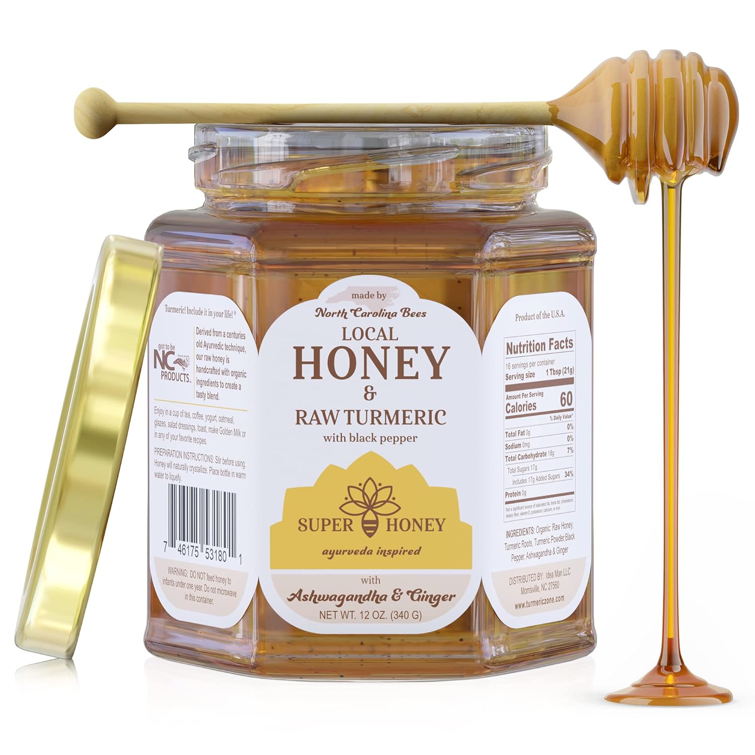 Super Honey - Virginia Honey - Turmeric Honey with Ginger and Black Pepper - Honey for Tea - Ayurveda Inspired Pure Raw Honey - 12oz. Jar - Premium Honey from Concordia Style Boutique - Just $43.67! Shop now at Concordia Style Boutique