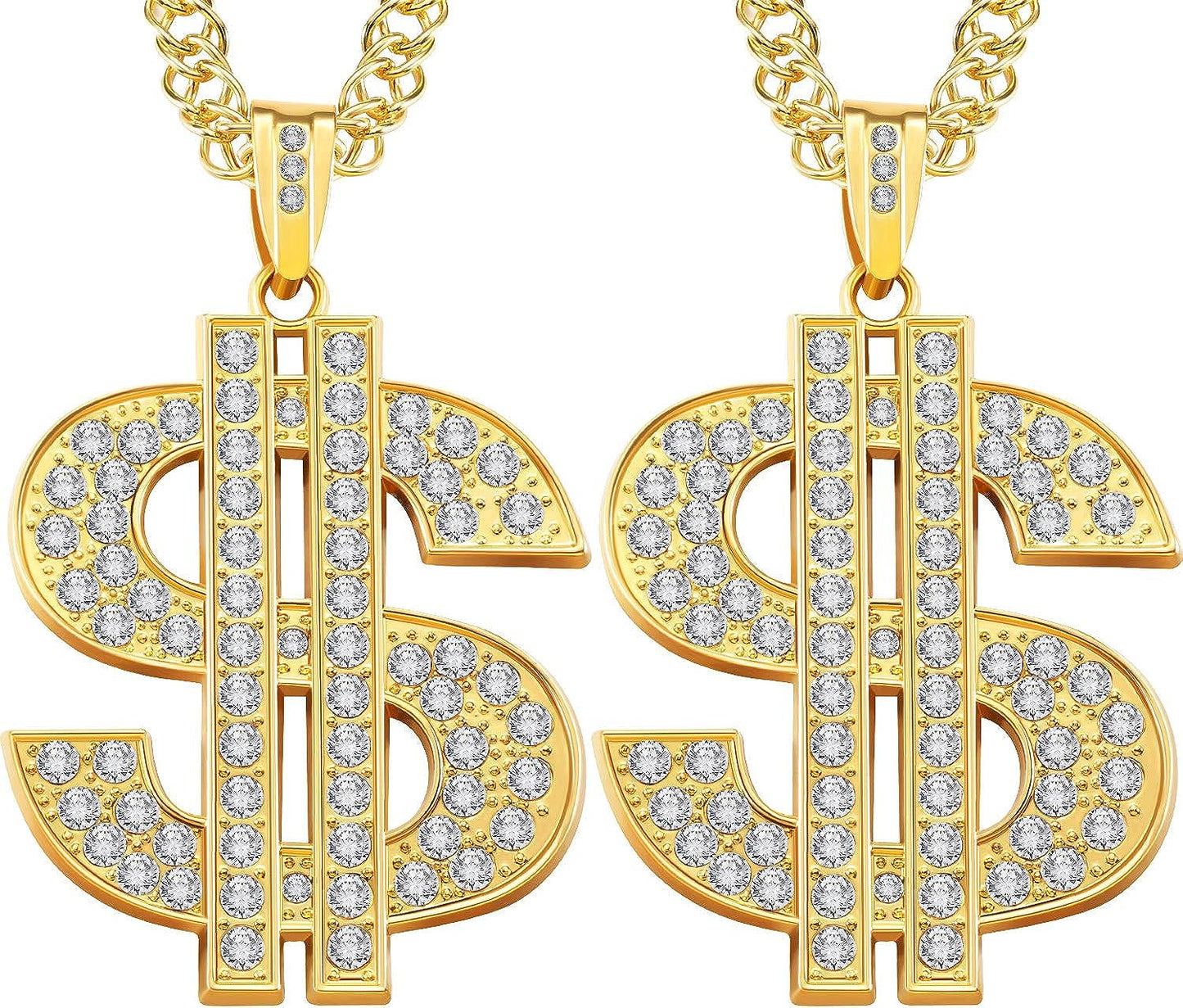 Tatuo 2 Pieces Plated Chain for Men with Dollar Sign Pendant Necklace, Hip Hop Dollar Necklace - Premium Jewelry from Concordia Style Boutique - Just $14.11! Shop now at Concordia Style Boutique