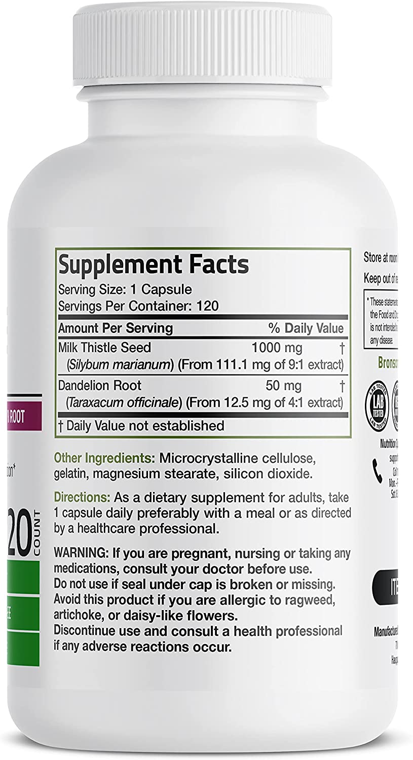 Milk Thistle 1000mg Silymarin Marianum & Dandelion Root Liver Health Support, Antioxidant Support, Detox, 120 Capsules - Premium Milk Thistle from Concordia Style Boutique - Just $21.53! Shop now at Concordia Style Boutique