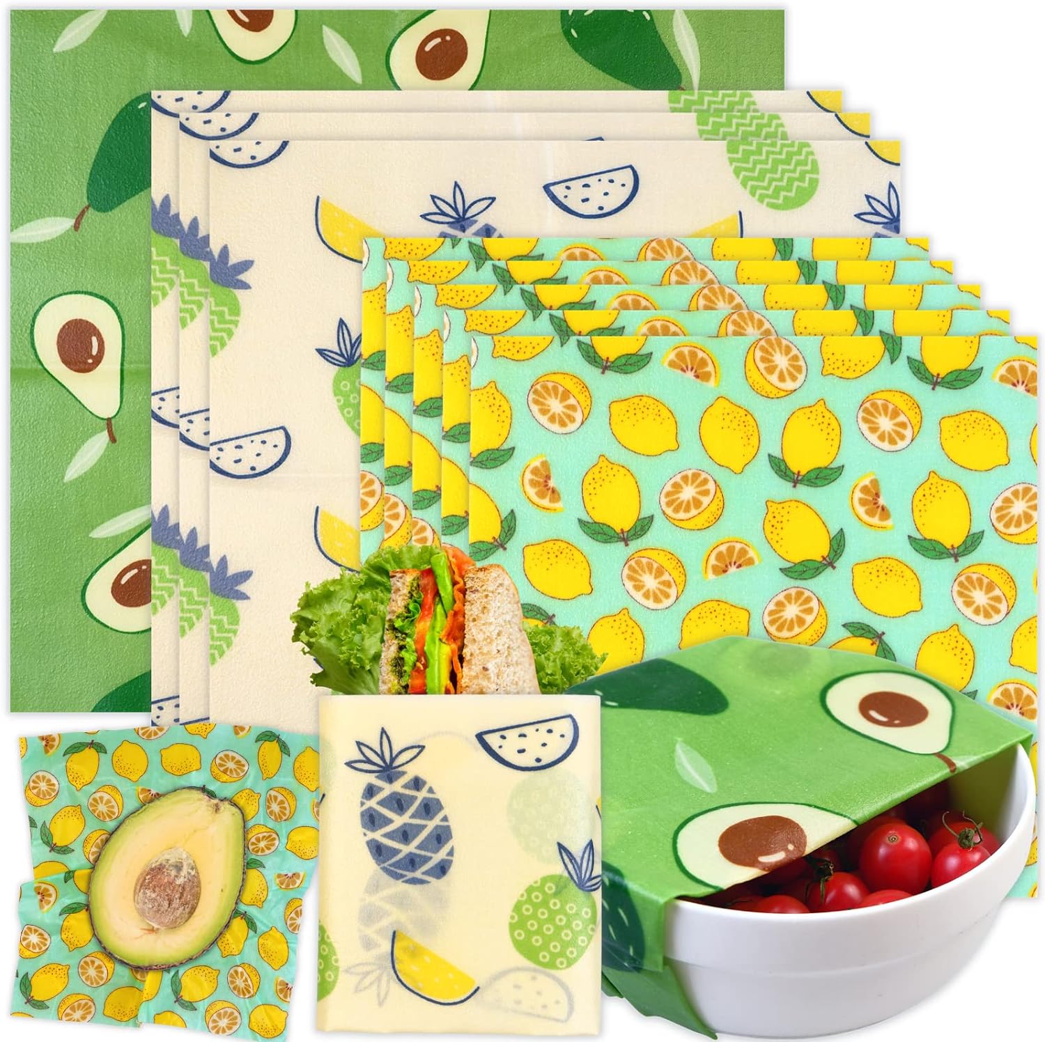 Reusable Beeswax Wrap - 9 Pack Beeswax Wraps for Food, Eco-Friendly Beeswax Food Wraps, Bread Sandwich Wrapper - Organic, Sustainable, Zero Waste, Reusable Plastic-Free Food Storage Wrap, 1XL, 3M, 5S - Premium  from Concordia Style Boutique - Just $18.42! Shop now at Concordia Style Boutique