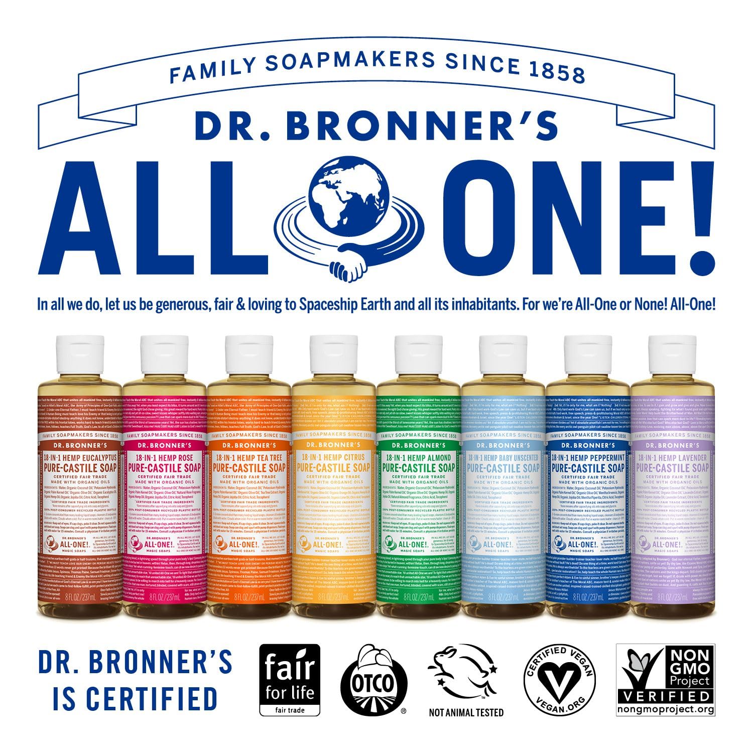 Dr. Bronner's - Pure-Castile Liquid Soap (Lavender, 8 ounce) - Made with Organic Oils, 18-in-1 Uses: Face, Body, Hair, Laundry, Pets and Dishes, Concentrated, Vegan, Non-GMO - Premium  from Concordia Style Boutique - Just $12.28! Shop now at Concordia Style Boutique