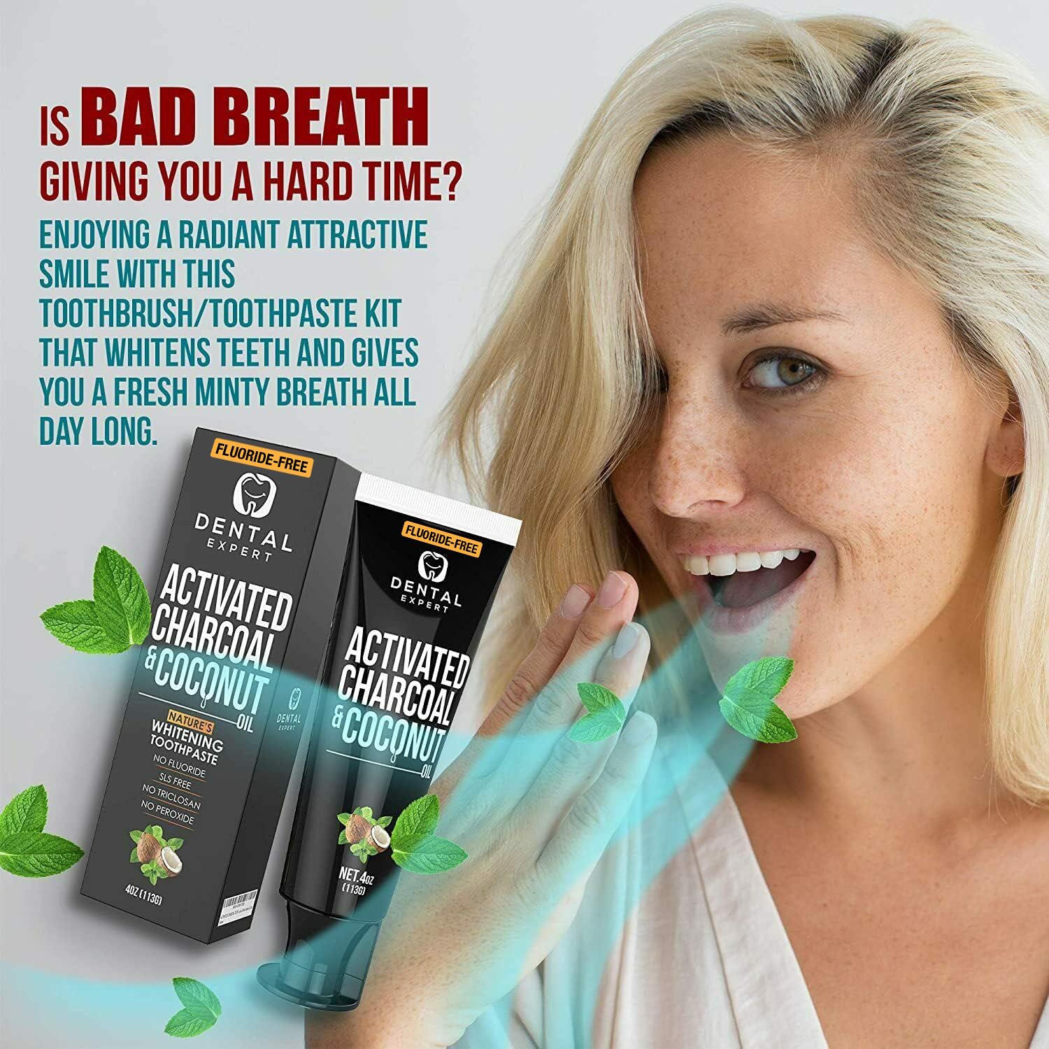 Dental Expert Charcoal Toothpaste Whitening, SLS Free, Tongue Cleaner & Toothbrush Included, Mint, Removes Coffee Stains from Teeth, 4oz - Premium toothpaste from Concordia Style Boutique - Just $15.45! Shop now at Concordia Style Boutique