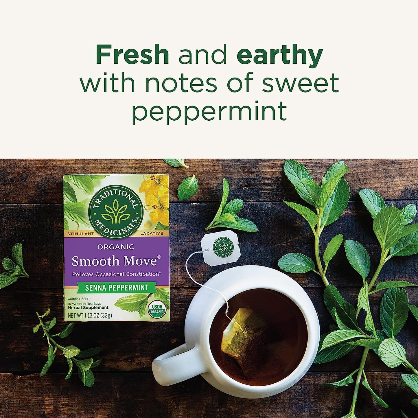 Traditional Medicinals Tea, Organic Smooth Move Peppermint, Relieves Occasional Constipation, Senna, 16 Tea Bags - Premium  from Concordia Style Boutique - Just $6.75! Shop now at Concordia Style Boutique