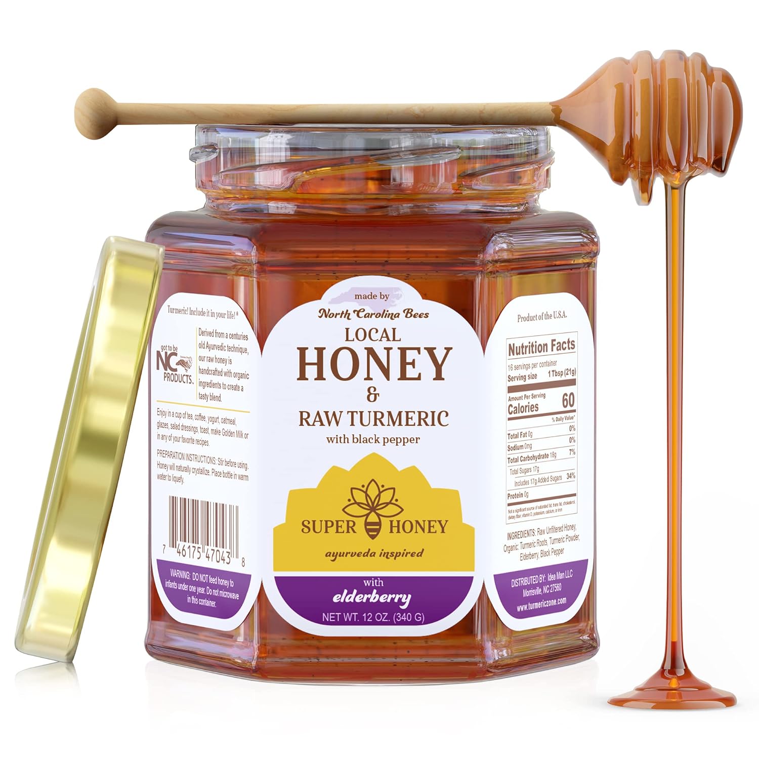 Super Honey - Virginia Honey - Turmeric Honey with Ginger and Black Pepper - Honey for Tea - Ayurveda Inspired Pure Raw Honey - 12oz. Jar - Premium Honey from Concordia Style Boutique - Just $43.67! Shop now at Concordia Style Boutique