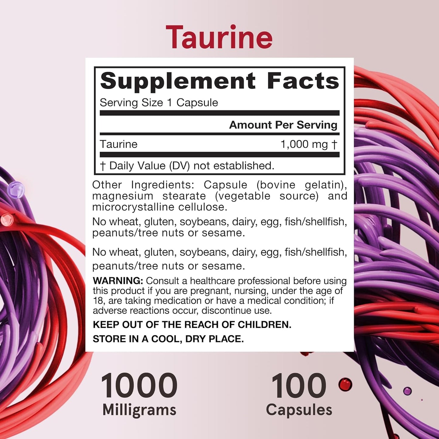 Taurine 1000 mg - 100 Capsules - Antioxidant Amino Acid - Brain Health & Function - Pharmaceutical Grade Taurine Capsules - 100 Servings - Premium Amino Acids from Concordia Style Boutique - Just $17.41! Shop now at Concordia Style Boutique