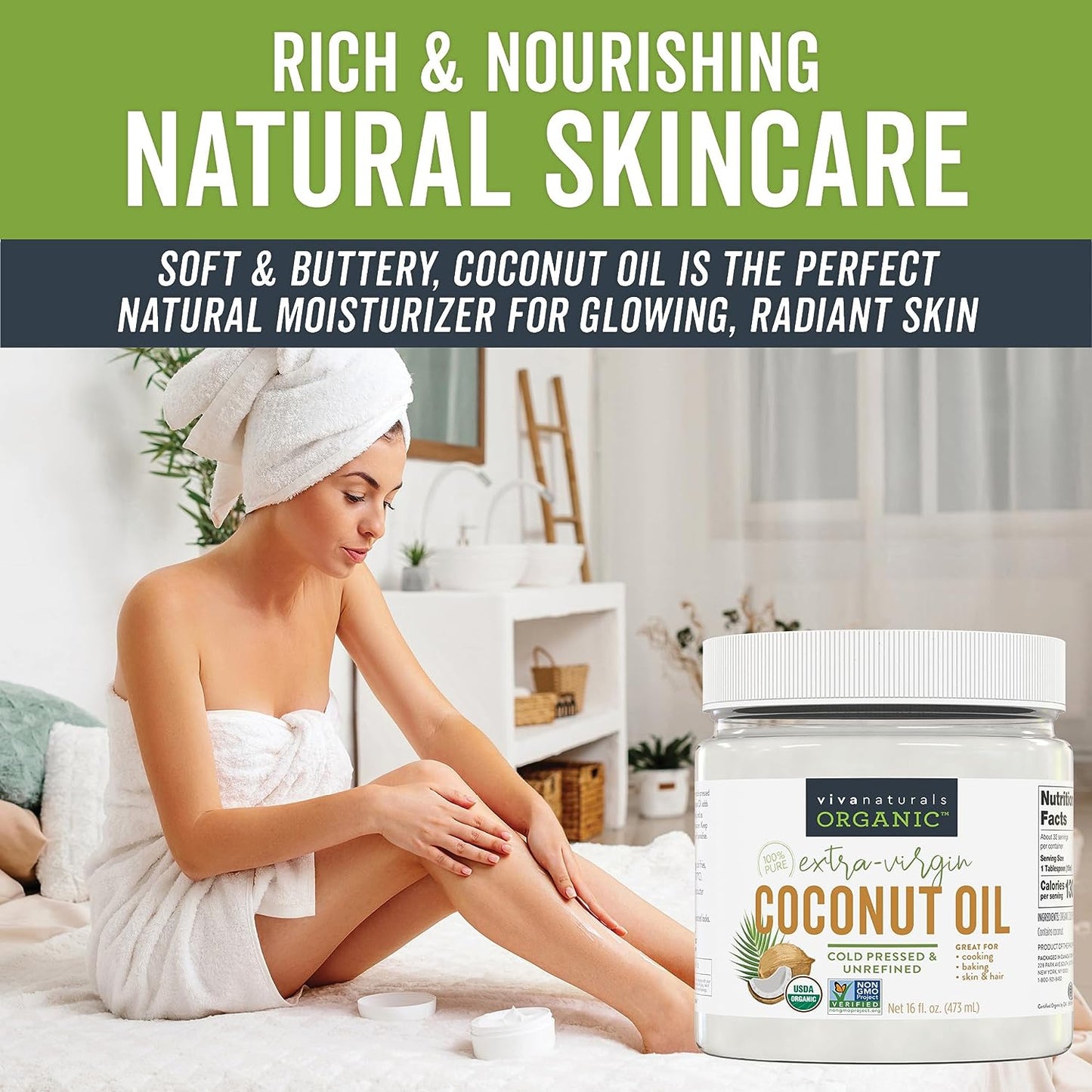 Viva Naturals Organic Coconut Oil, Cold-Pressed - Natural Hair /Skin Oil and Cooking Oil with Fresh Flavor, Non-GMO Unrefined Extra Virgin(Aceite de Coco), USDA Organic, 16 oz - Premium Coconut from Concordia Style Boutique - Just $13.73! Shop now at Concordia Style Boutique