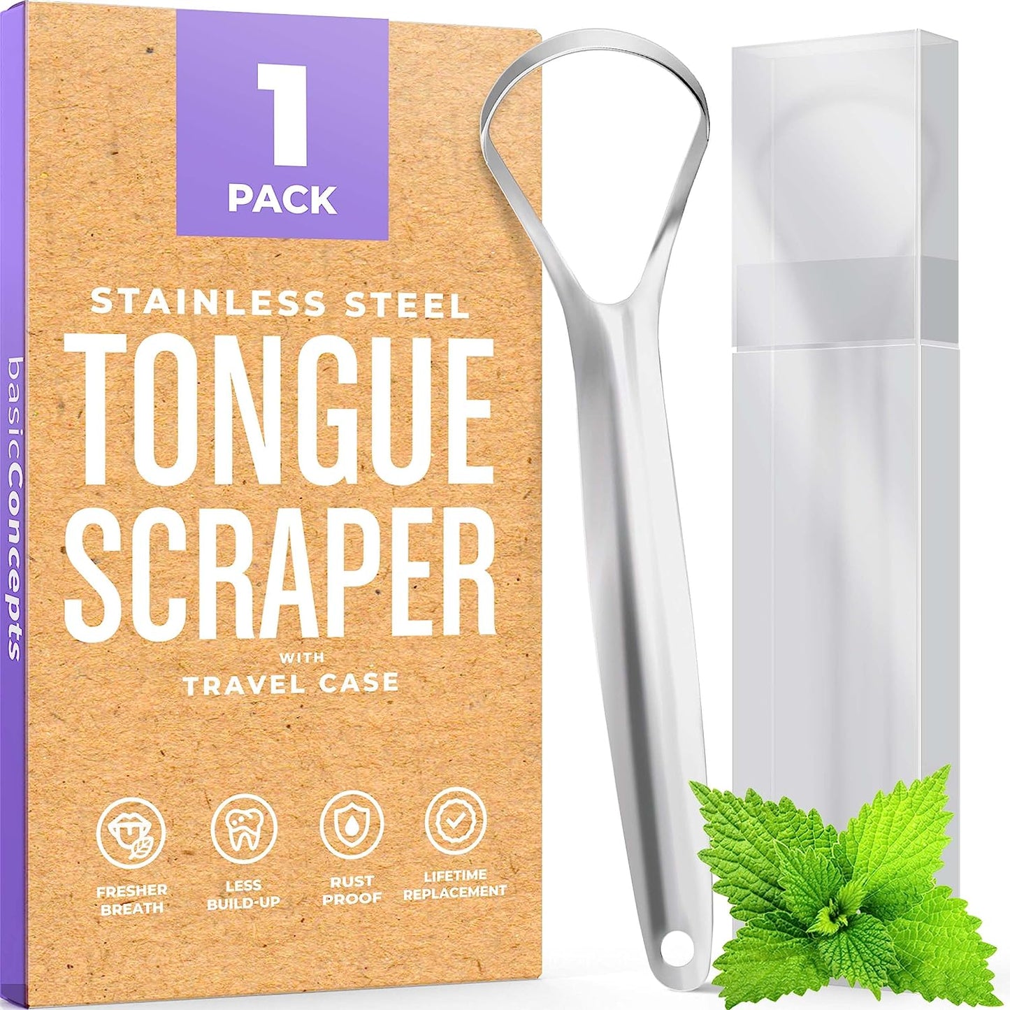 Tongue Scraper for Adults (2 Pack), Reduce Bad Breath (Travel Cases Included), Stainless Steel Tongue Cleaners, 100% Metal Tongue Scraper with Case Fresh Breath Tongue Cleaner Oral - Premium Tongue Cleaners from Concordia Style Boutique - Just $12.67! Shop now at Concordia Style Boutique