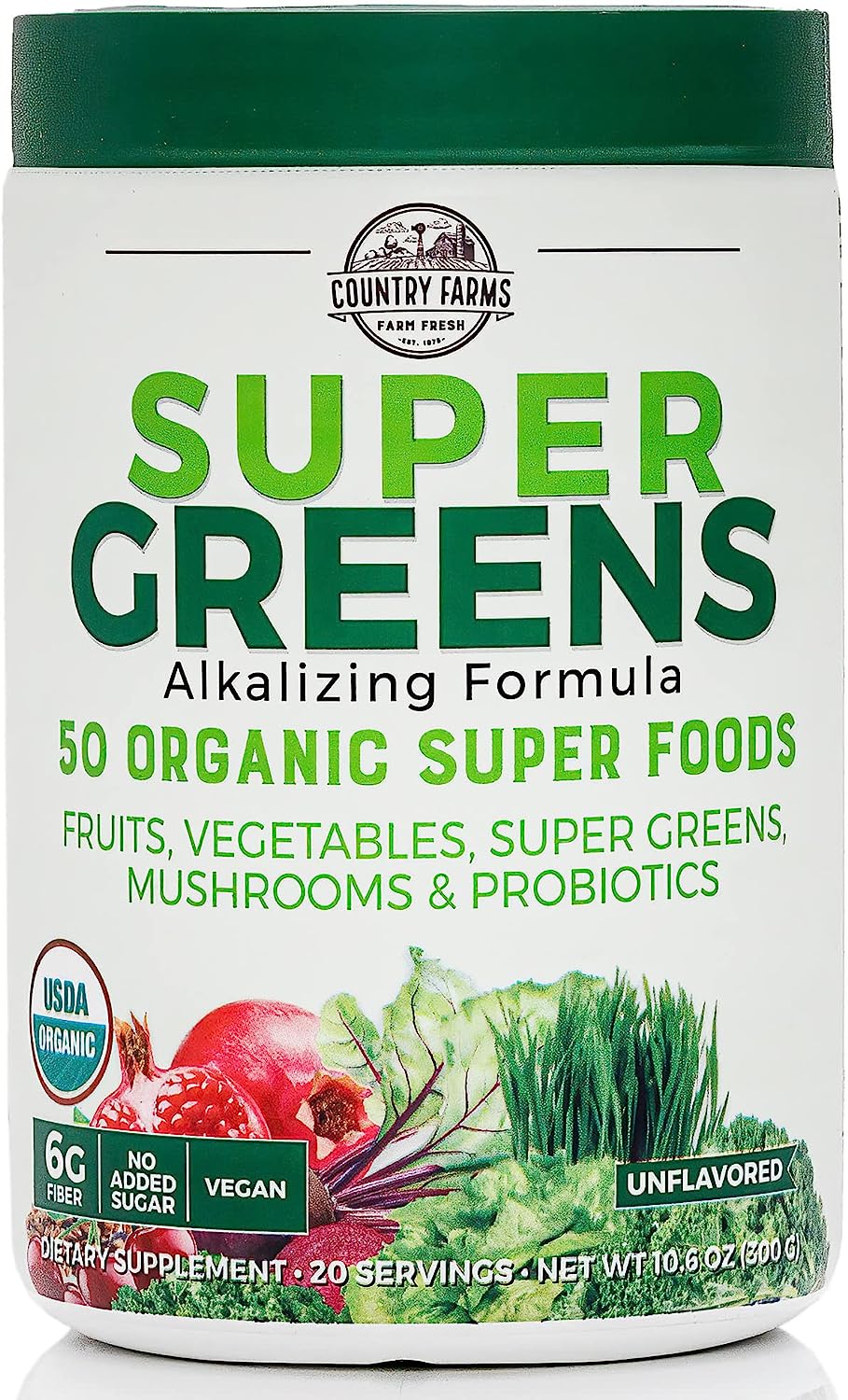 Super Greens Natural Flavor, 50 Organic Super Foods, USDA Organic Drink Mix, Mushrooms & Probiotics, Supports Energy, 20 Servings, 10.6 Oz - Premium Super Greens from Concordia Style Boutique - Just $31.44! Shop now at Concordia Style Boutique