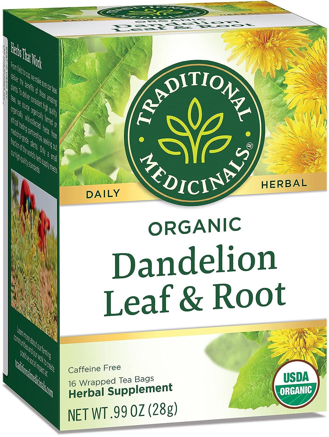 Traditional Medicinals Tea, Organic Dandelion Leaf & Root, Supports Kidney Function & Healthy Digestion, 16 Tea Bags - Premium tea from Concordia Style Boutique - Just $4.88! Shop now at Concordia Style Boutique