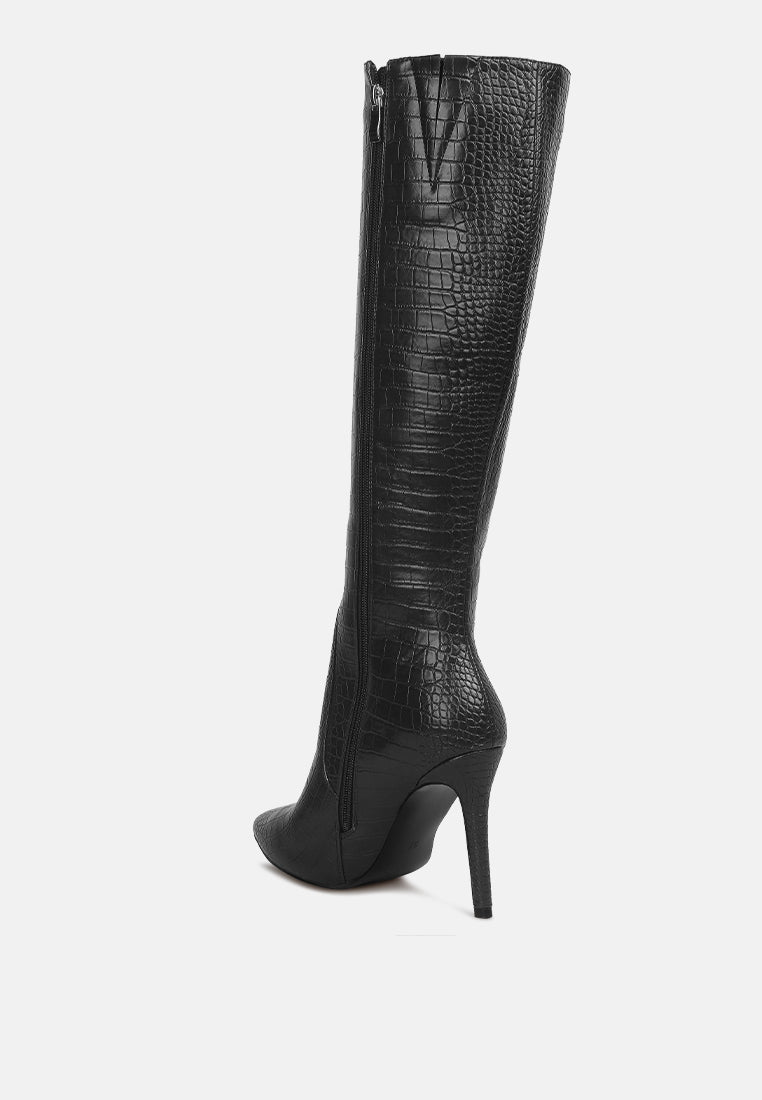 Indulgent High Heel Croc Calf Boots - Premium Calf Boots from London Rag - Just $90.25! Shop now at Concordia Style Boutique