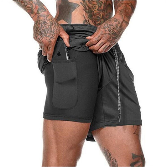 Mens 2-in-1 Fitness Running Shorts - Premium Running Shorts from Concordia Style Boutique - Just $16.22! Shop now at Concordia Style Boutique