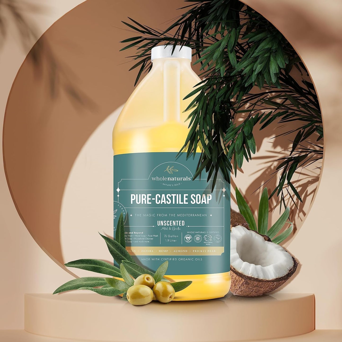 WHOLE NATURALS- Pure Castile Soap Liquid - EWG Verified & Certified Palm Oil Free - Premium Pure Castile Soap Liquid from Concordia Style Boutique - Just $34.29! Shop now at Concordia Style Boutique