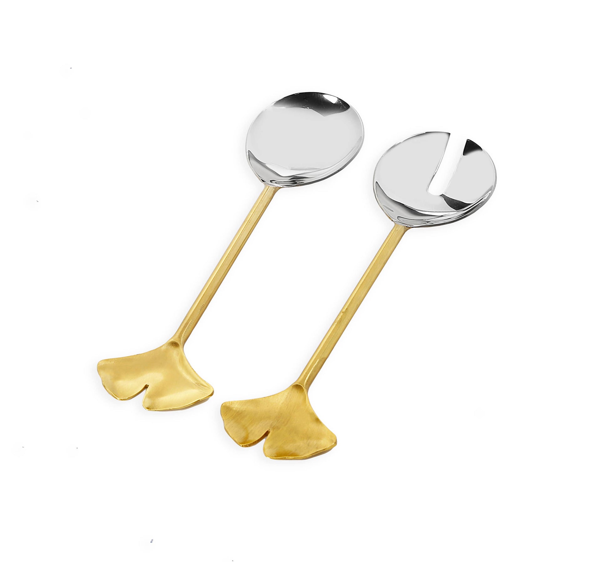 Set of 2 Salad Servers with Gold Handle and Flower TipHeart - Premium Home Living & Improvement from CLASSIC TOUCH DECOR INC. - Just $44.93! Shop now at Concordia Style Boutique
