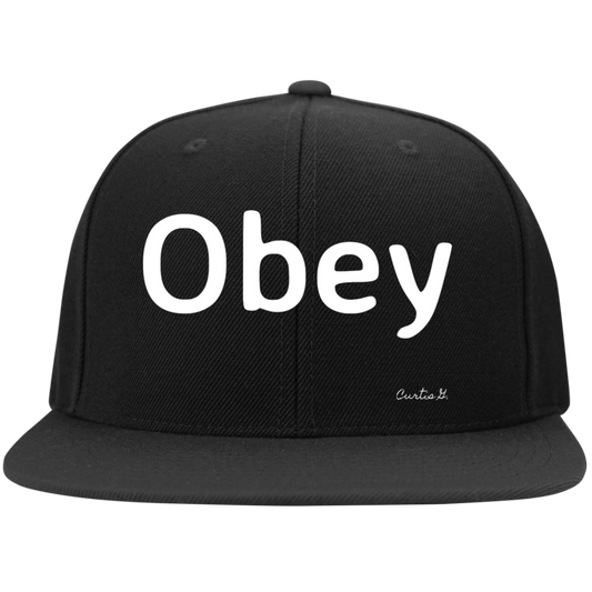 Flat Bill High-Profile Snapback Hat - "Obey" - Premium Hats from Concordia Style Boutique - Just $24.79! Shop now at Concordia Style Boutique