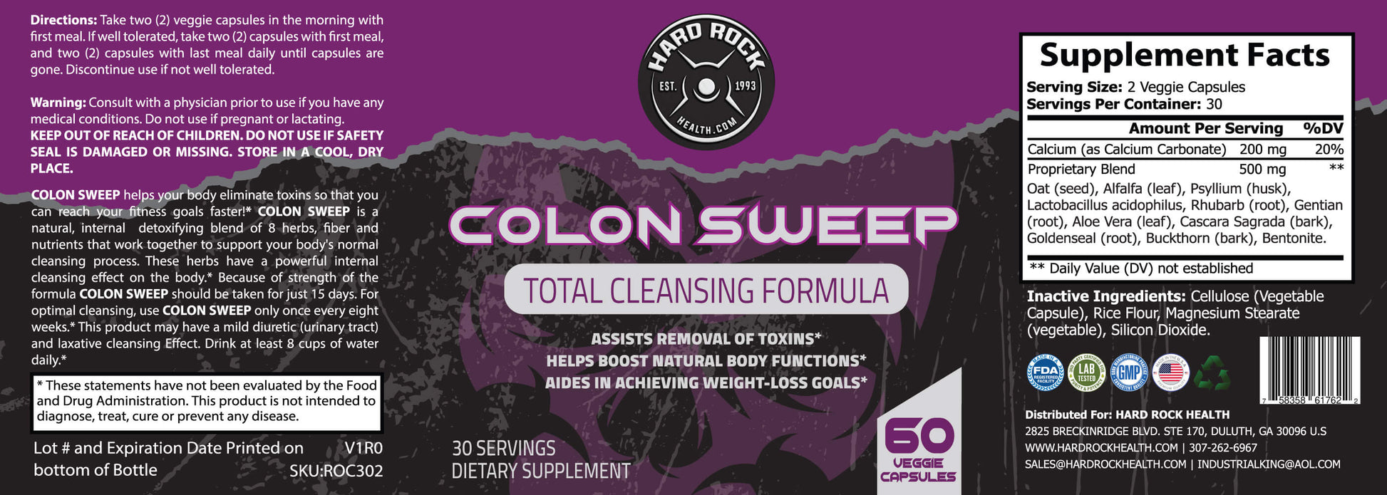 Colon Sweep- Colon Cleanse And Body Detox (60 capsules) - Premium Supplements from HardRockHealth - Just $24.23! Shop now at Concordia Style Boutique