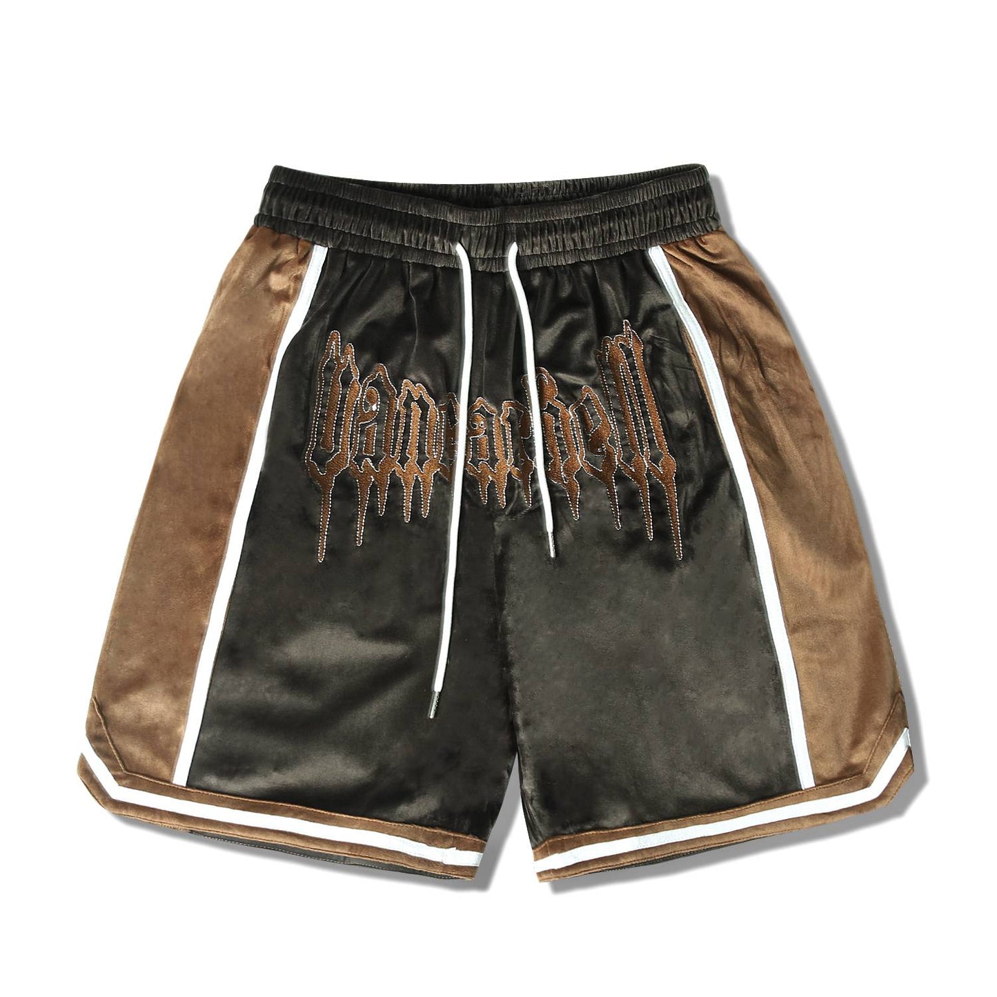 Men Hip Hop Gold Velvet Embroidered High Street Shorts Casual Shorts