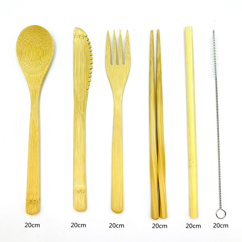 Bamboo Travel Utensils Sustainable Bamboo Cutlery Set Reusable Knife,Fork,Spoon,Biodegradable Straws Chopsticks Zero Waste Wrap - Premium  from Consonance Store - Just $13.69! Shop now at Concordia Style Boutique