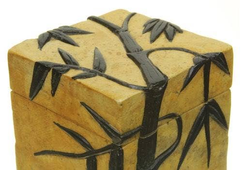 Bamboo Design - Small Cube Soapstone Trinket Decor BoxHeart