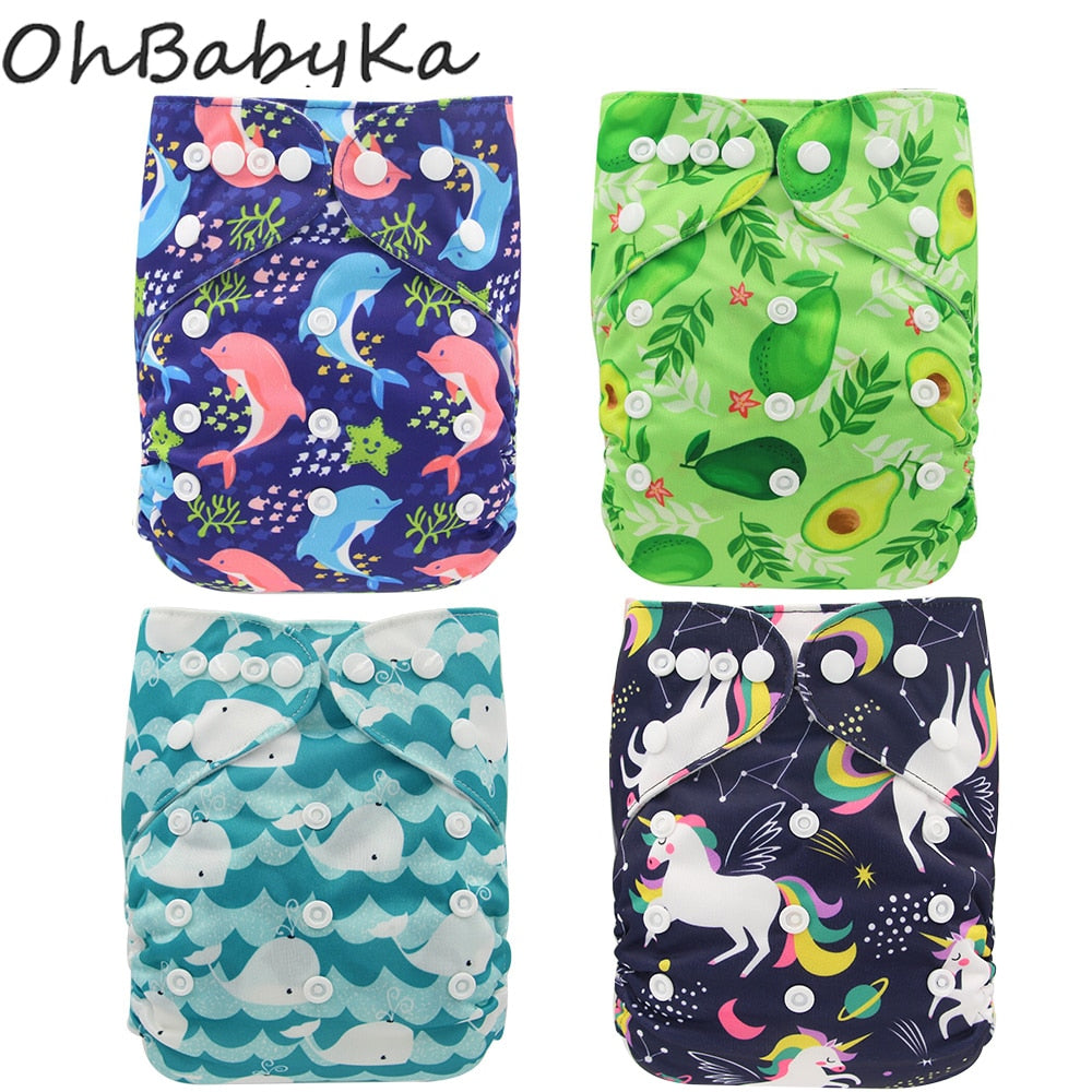 Ohbabyka Eco-friendly Diaper Cover Wrap Washable Diapers Couches Lavables Baby Nappy Reusable Nappy Baby Pocket Cloth Diapers